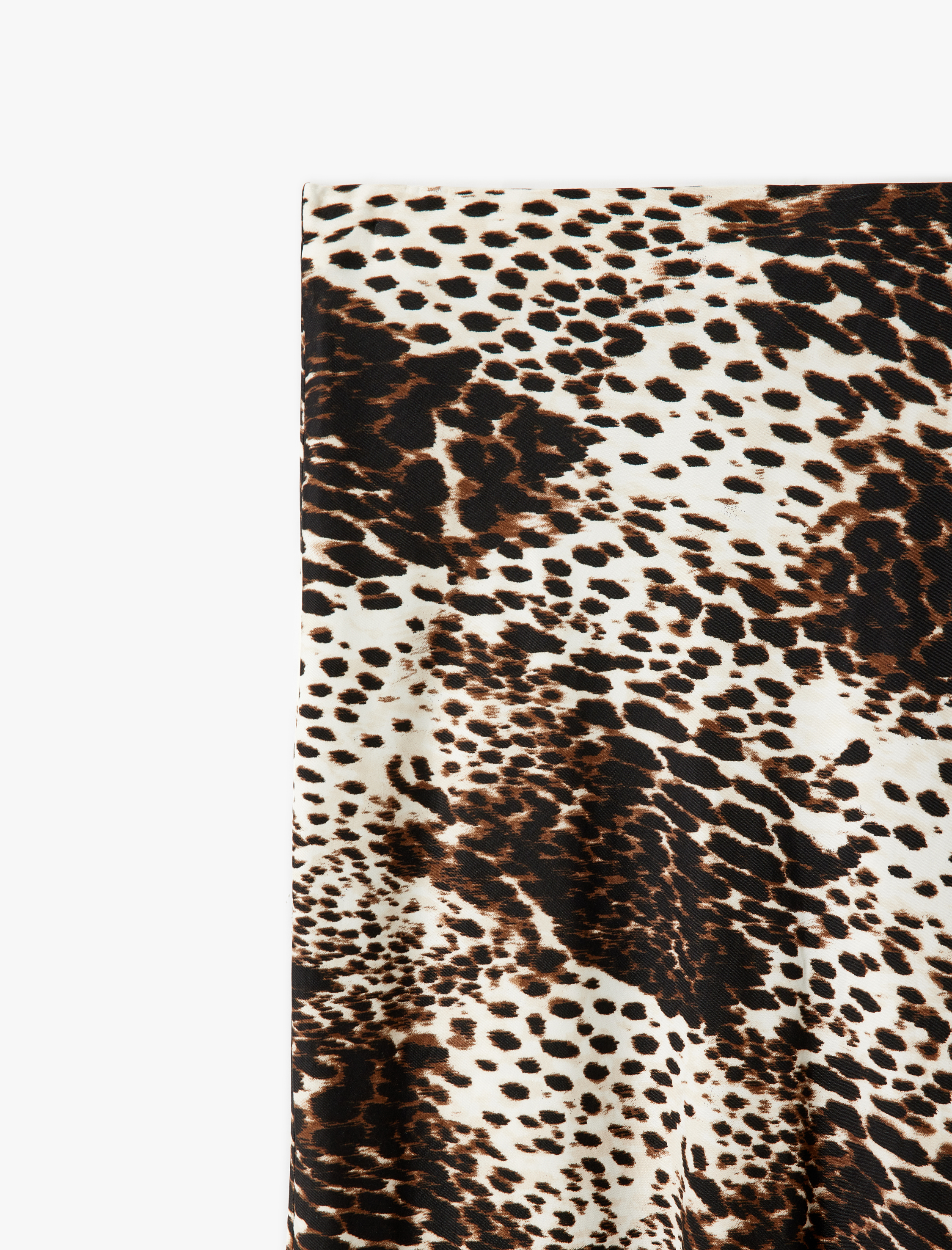   Standart Bel Leopar Desenli Uzun Kloş Saten Etek