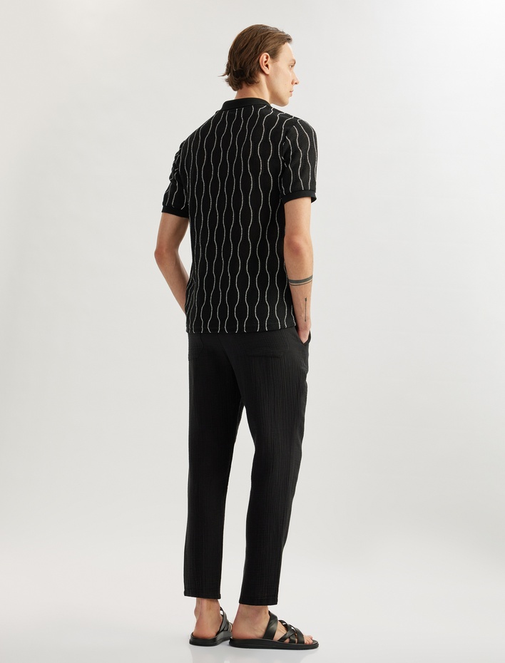  Pamuklu Müslin Chino Cep Detaylı Beli Bağcıklı Pantolon