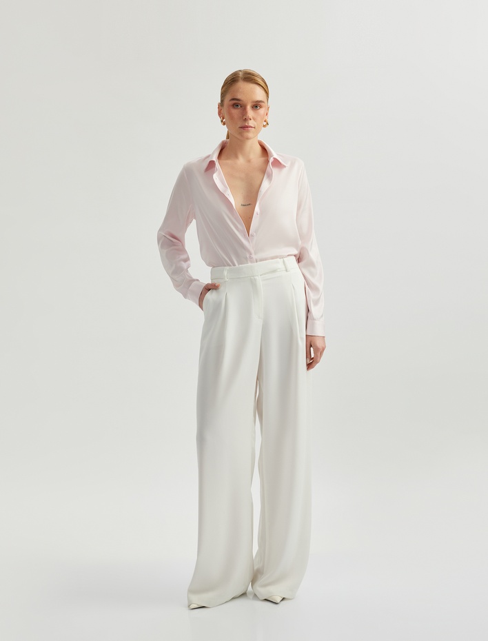  Klasik Yaka Uzun Kollu Saten Gömlek