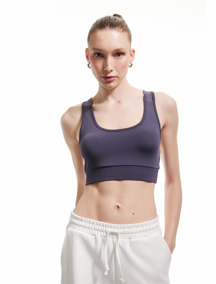  Tül Detaylı Slim Fit Kolsuz Sporcu Sütyeni