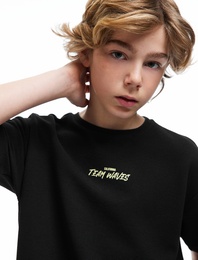 Slogan Baskılı Kısa Kollu Bisiklet Yaka Oversize Tişört