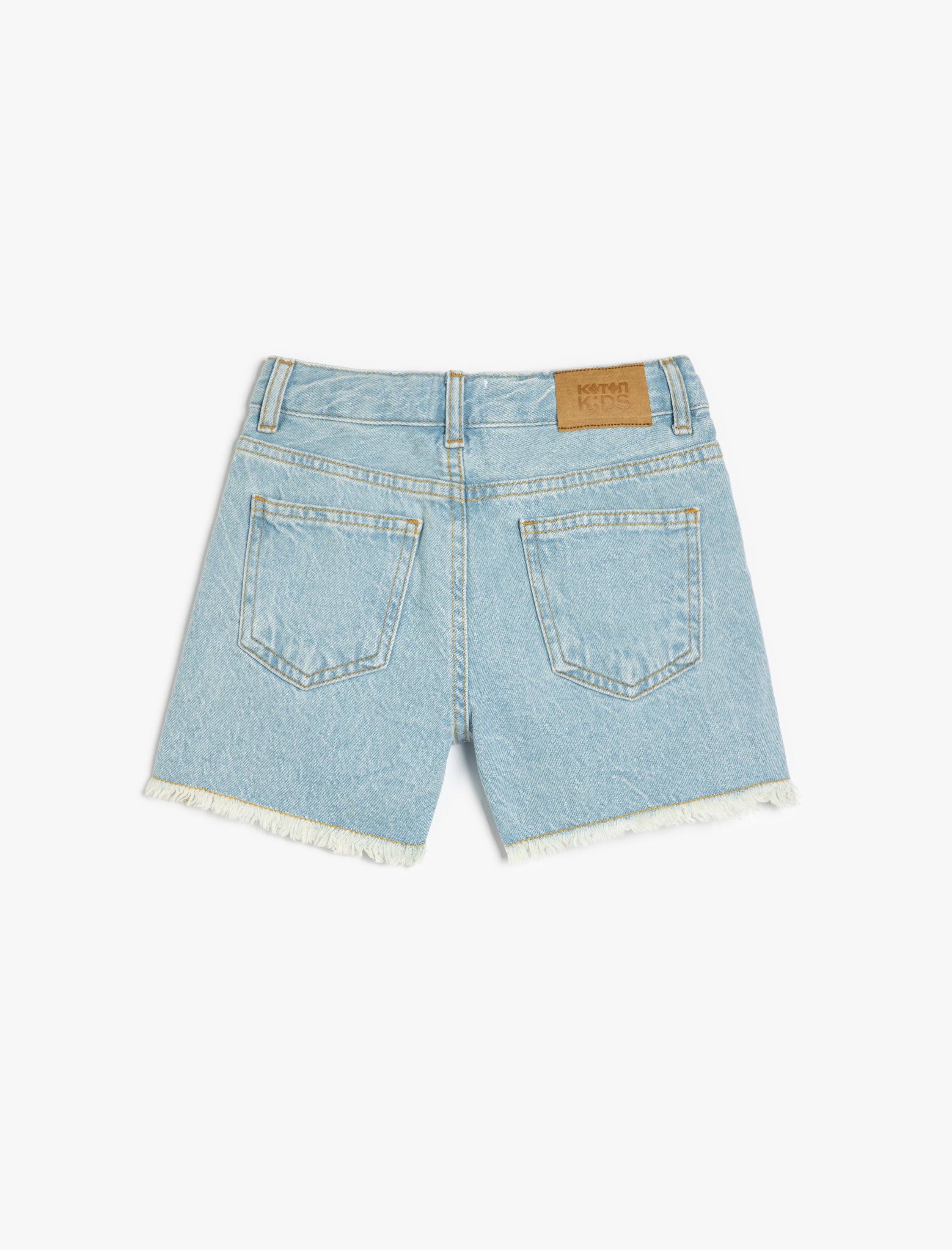  Kız Çocuk Pamuklu Düğme ve Cep Detaylı Basic Denim Şort