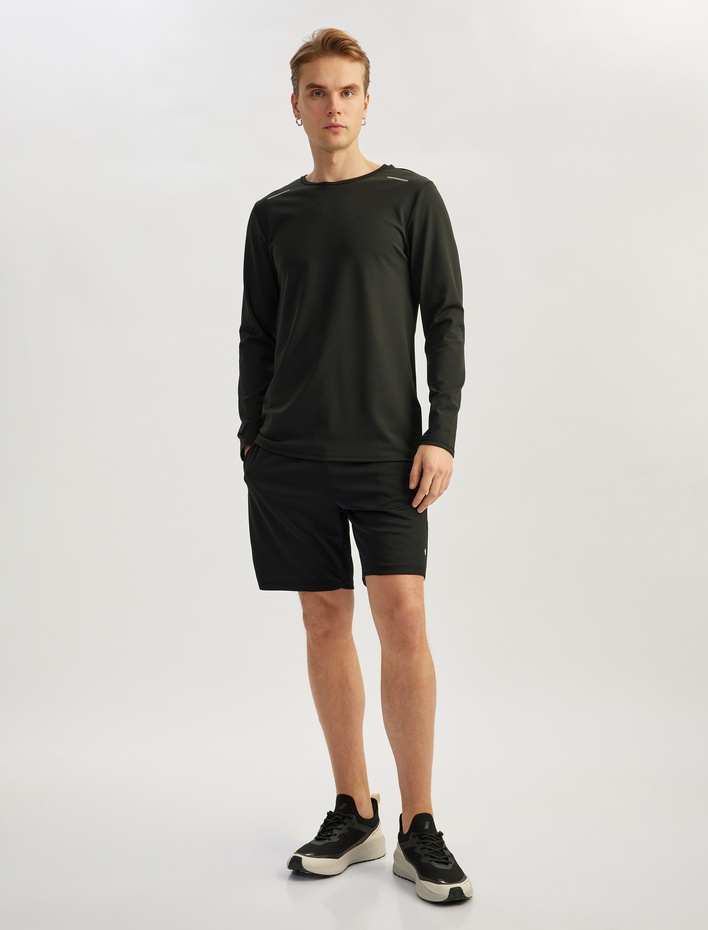  Uzun Kollu Bisiklet Yaka Geometrik Baskılı Basic Spor Sweatshirt