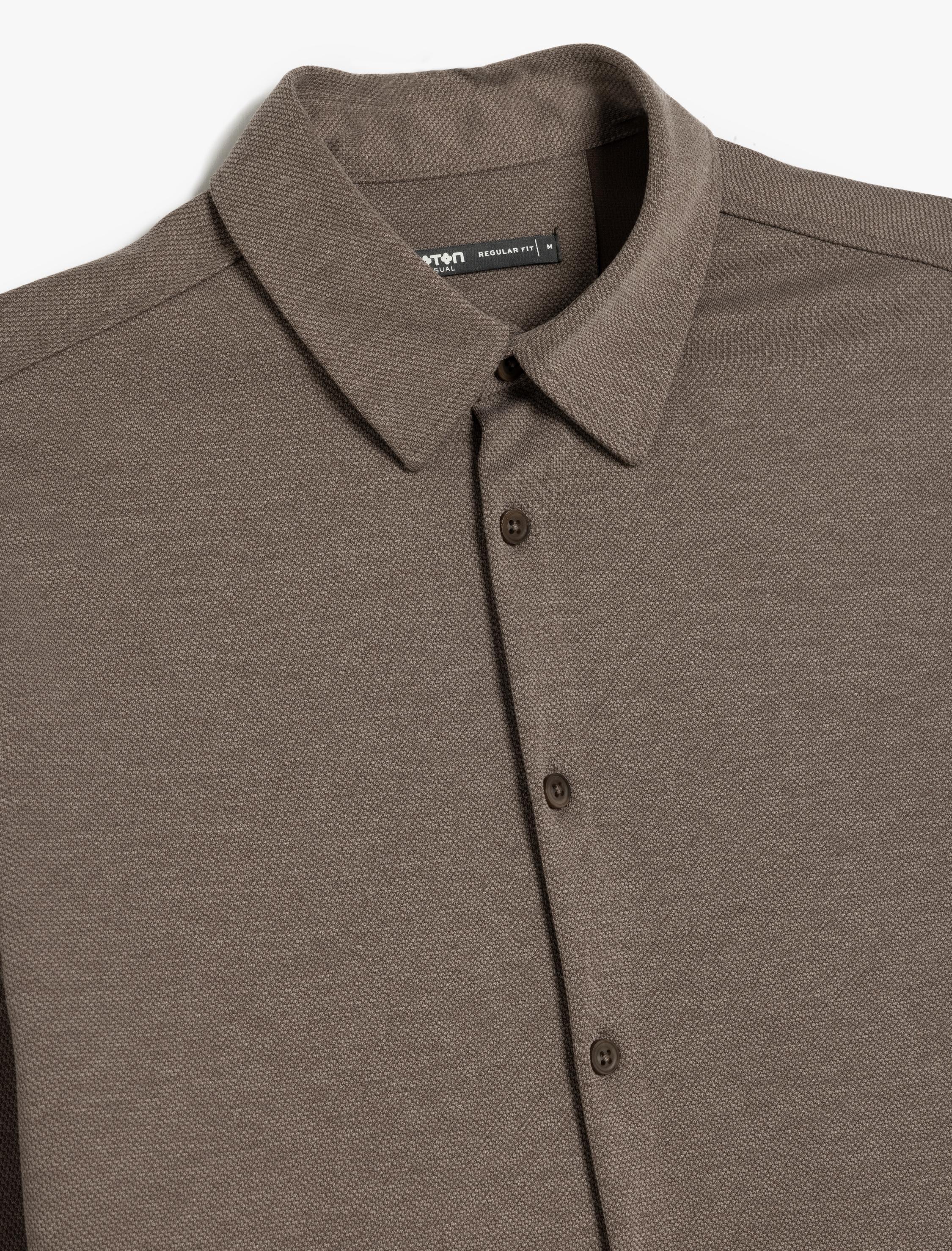   Pamuklu Düğmeli Regular Fit Pike Kumaş Uzun Kollu Gömlek