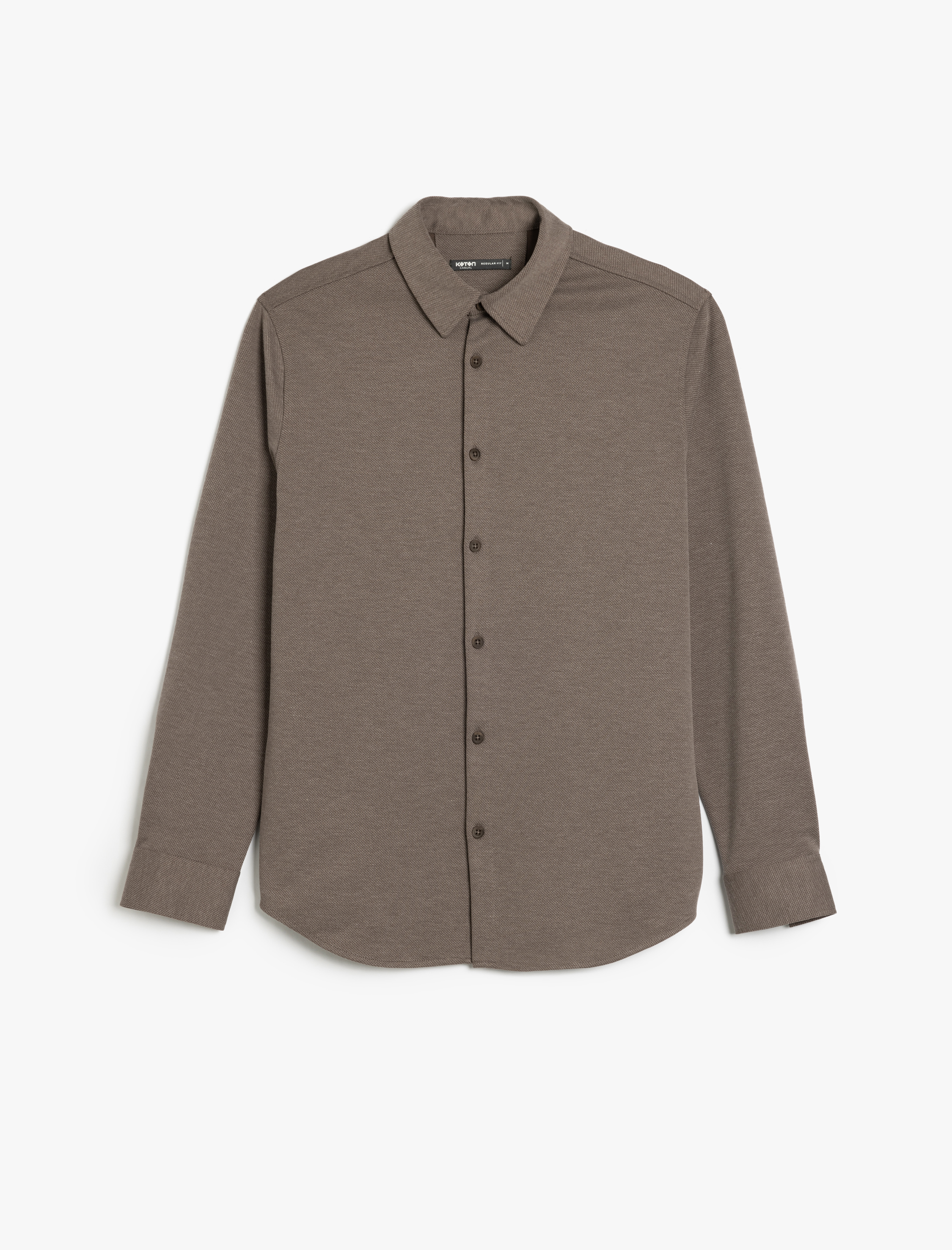   Pamuklu Düğmeli Regular Fit Pike Kumaş Uzun Kollu Gömlek