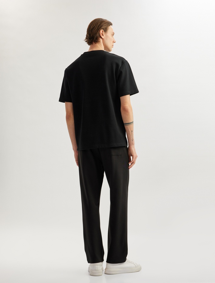  Pamuklu Cepli Nervür Detaylı Beli Bağcıklı Eşofman Altı