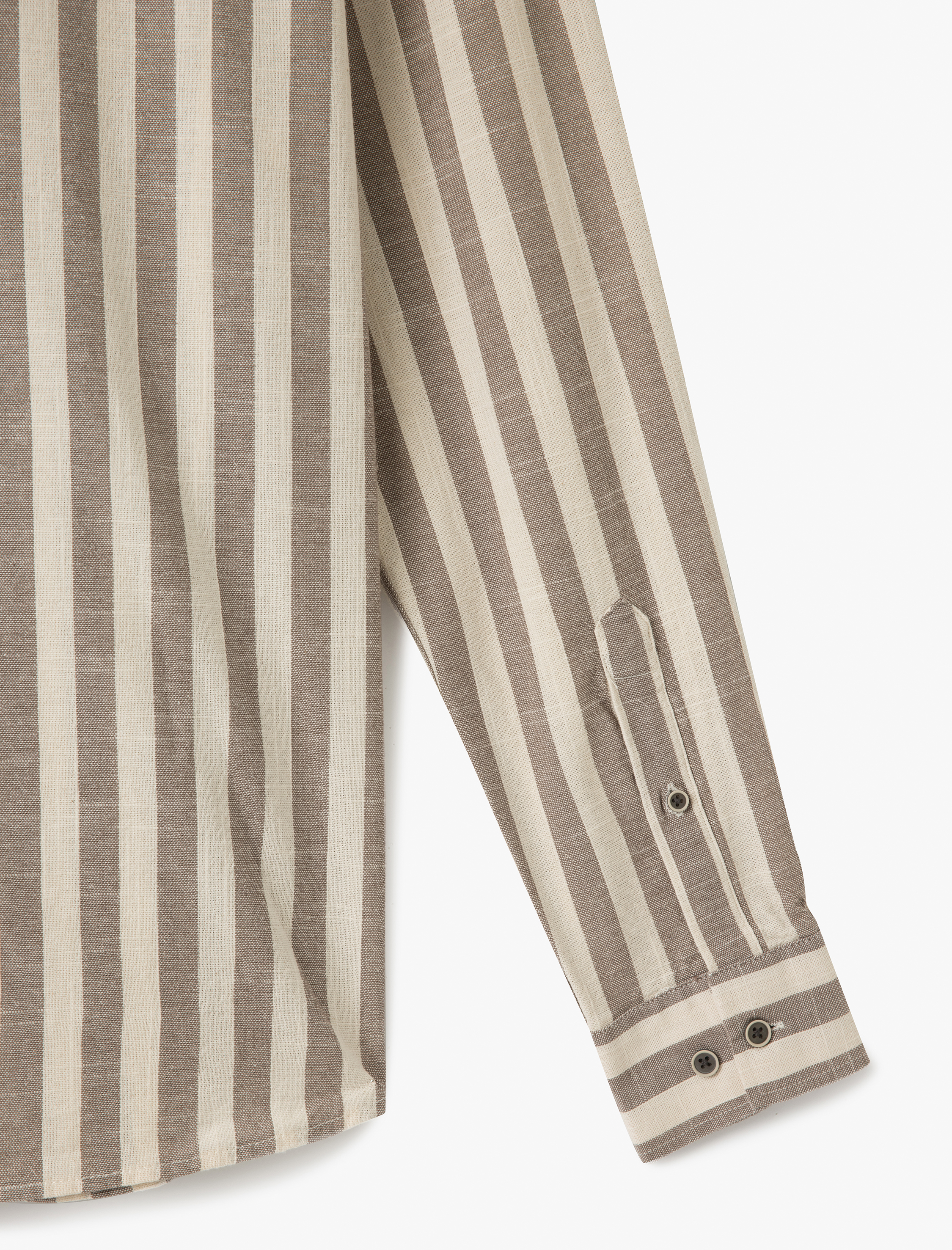   Düğmeli Pamuklu Regular Fit Klasik Uzun Kollu Çizgili Gömlek