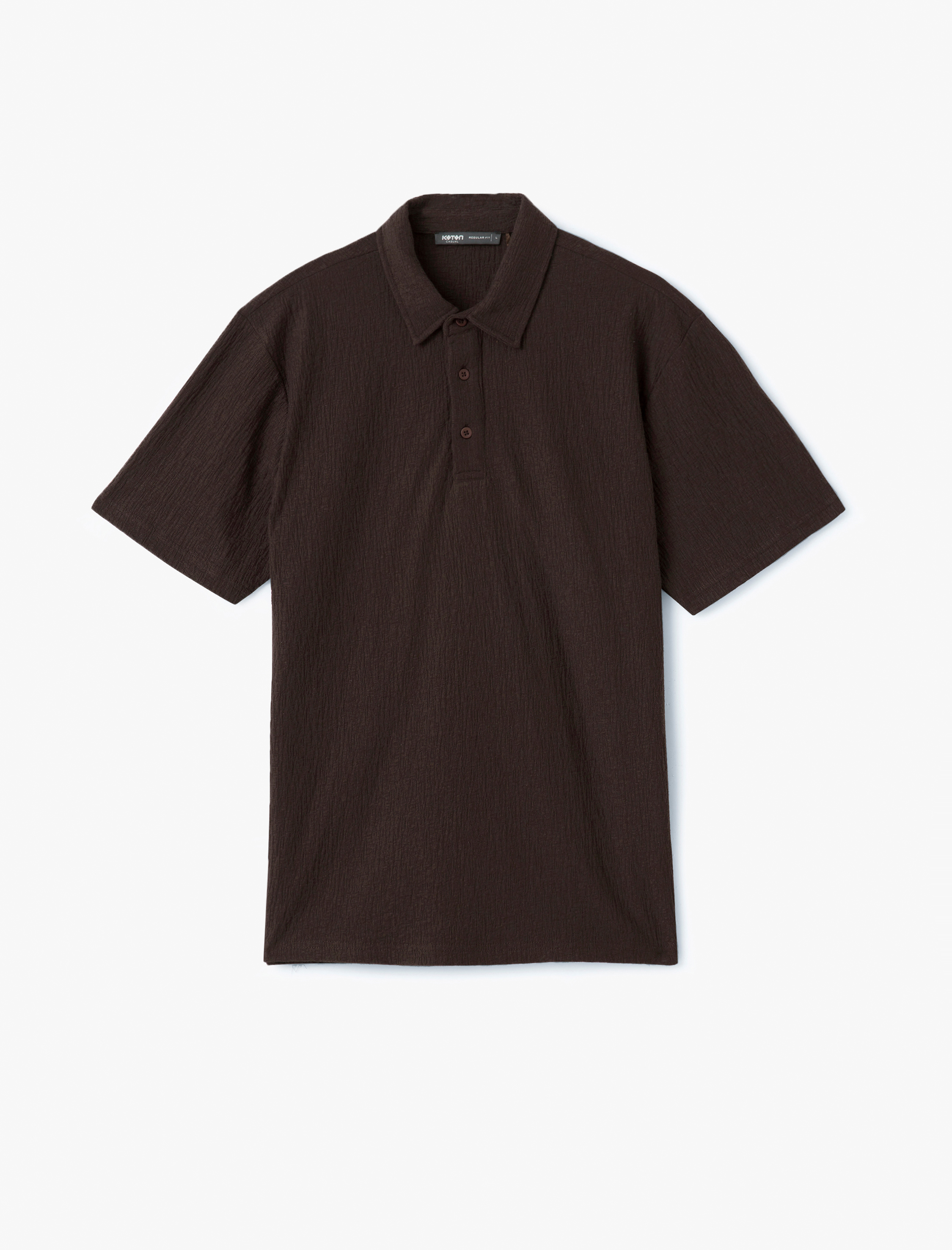   Kısa Kollu Pamuk Karışımlı Regular Fit Dokulu Polo Yaka Tişört