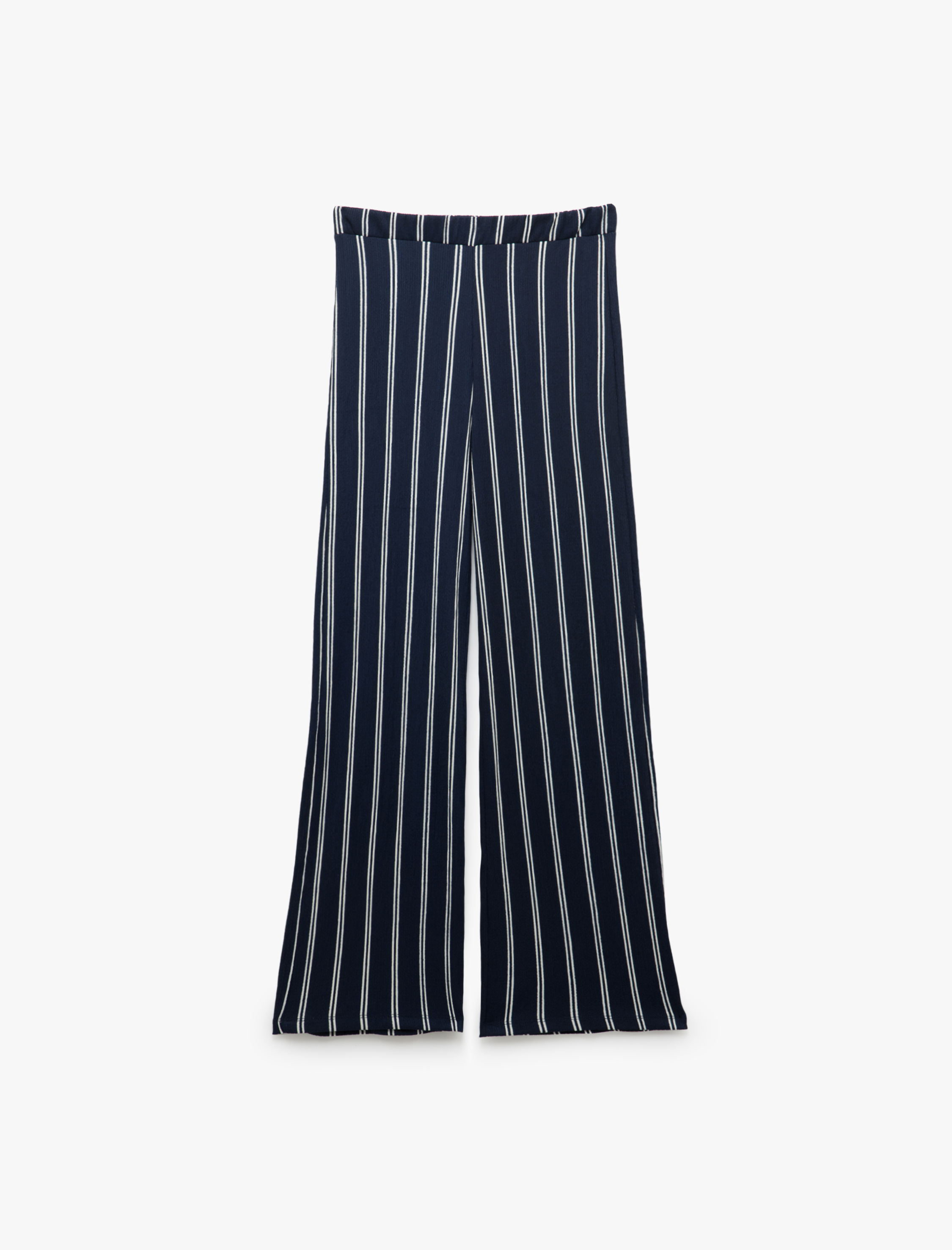   Çizgili Beli Lastikli Geniş Paça Pantolon Bürümcük