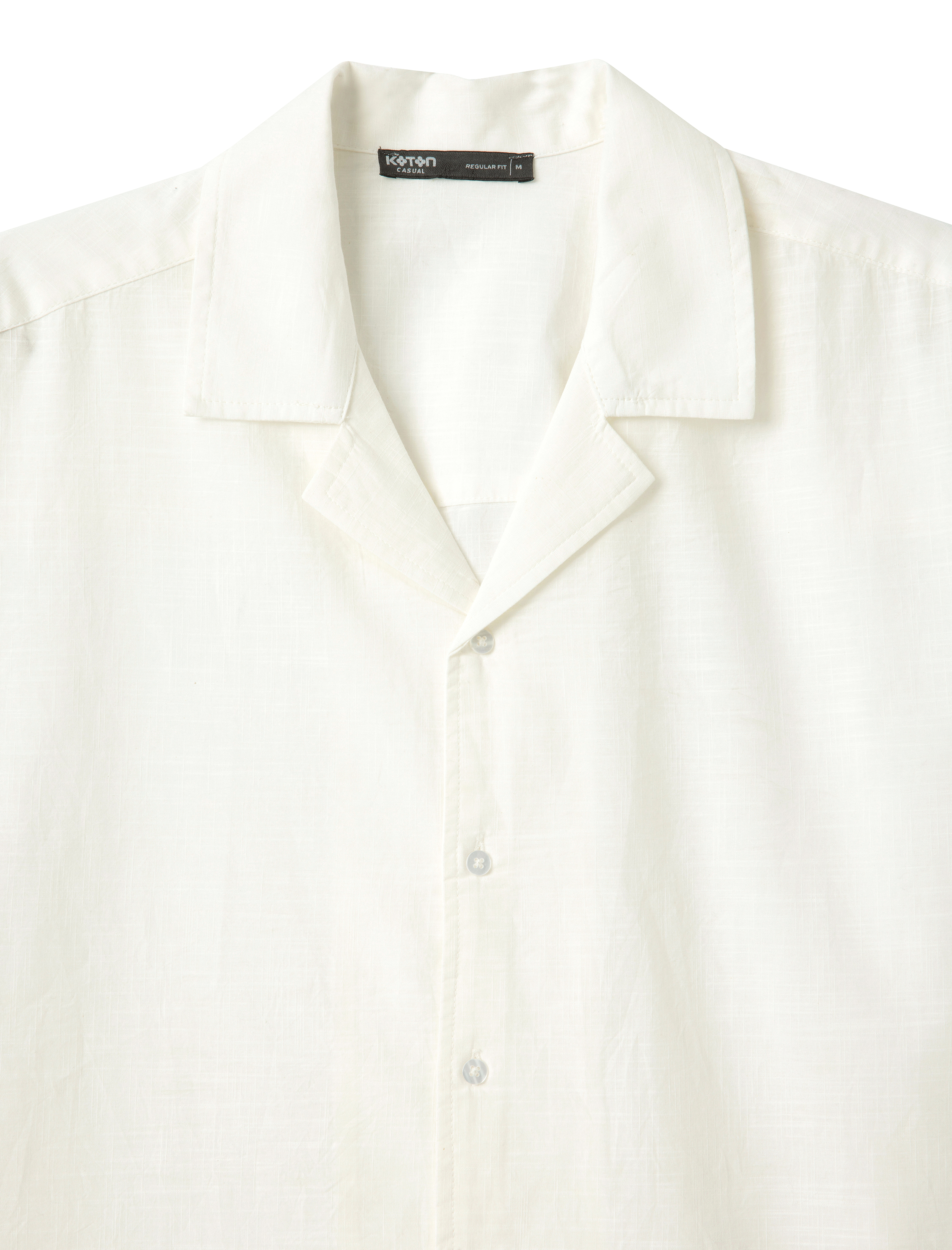   Pamuklu Devrik Yaka Regular Fit Desenli Nakışlı Kısa Kollu Gömlek