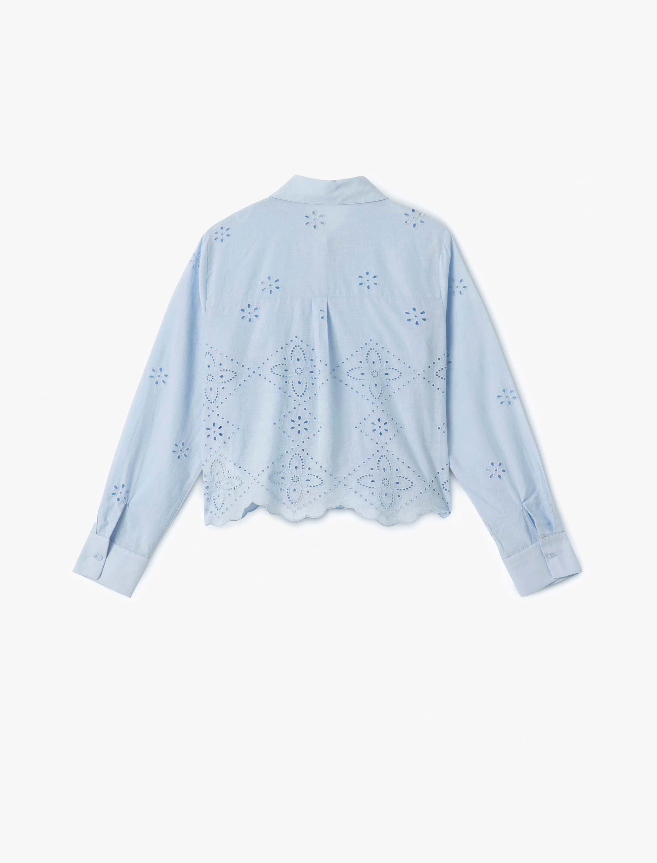   Düğmeli Fisto Detaylı Uzun Kollu Klasik Yaka Gömlek