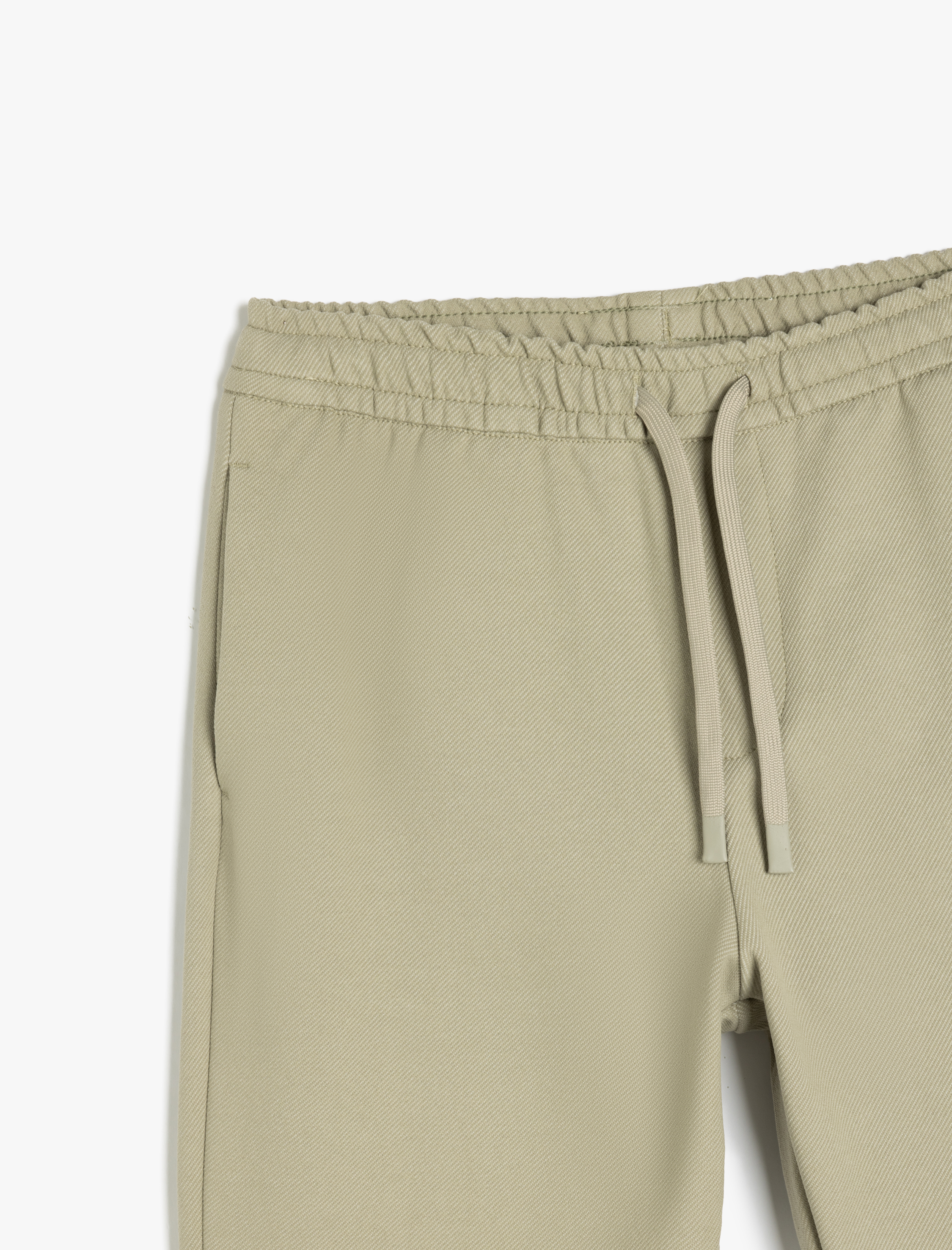   Beli Bağcıklı Cep Detaylı Pamuk Karışımlı Pantolon