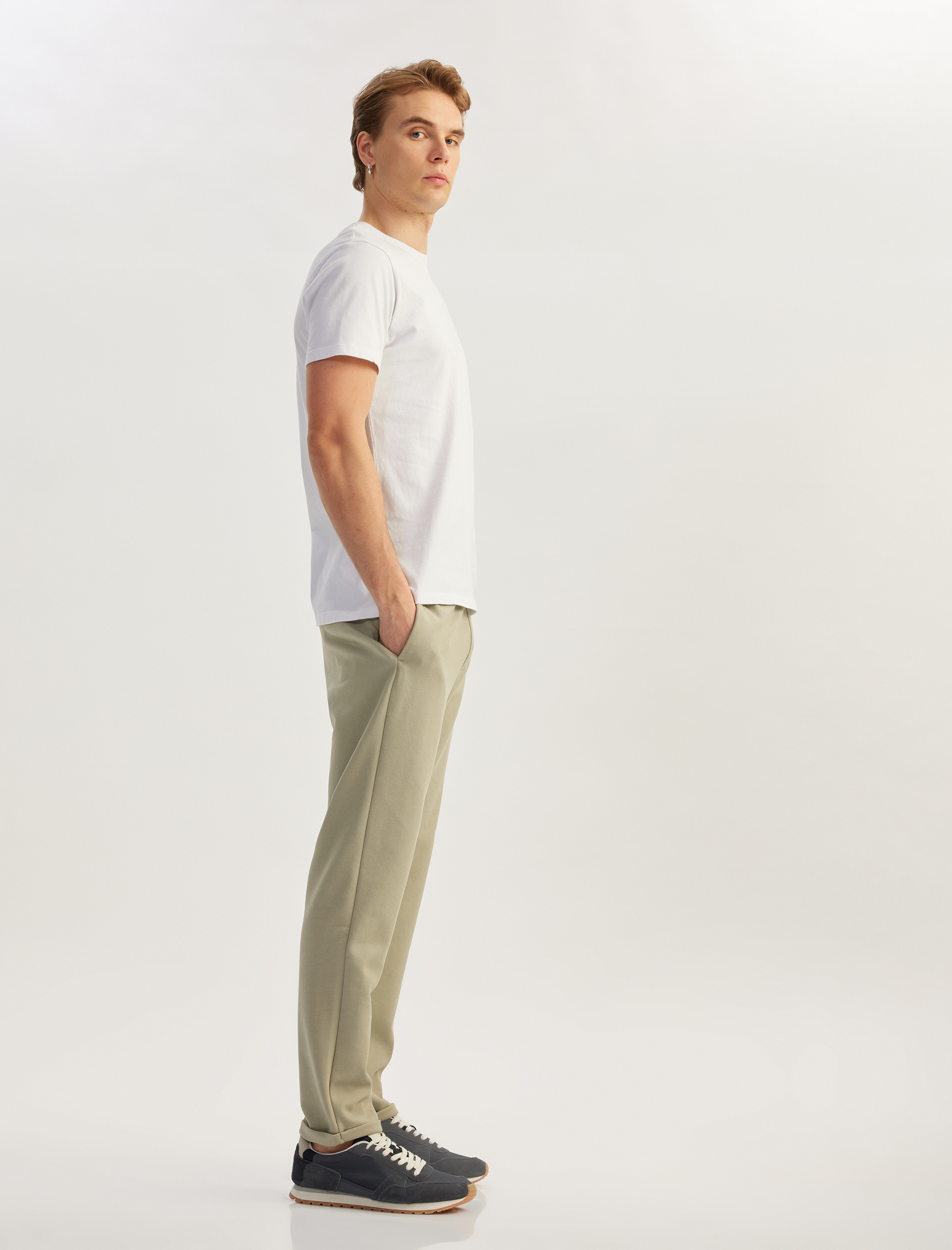   Beli Bağcıklı Cep Detaylı Pamuk Karışımlı Pantolon