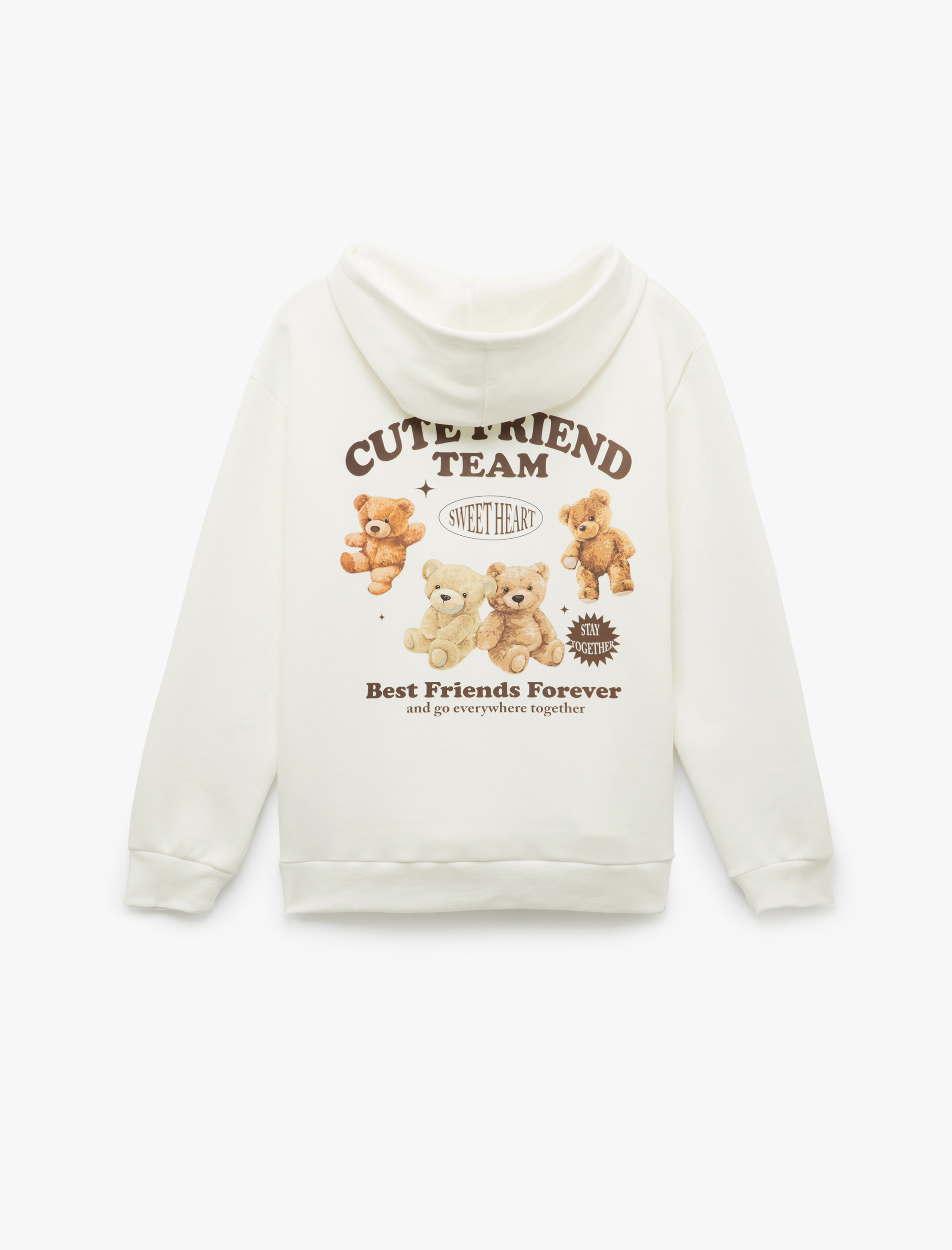   Şardonlu Kapüşonlu Kanguru Cepli Baskılı Oversize Sweatshirt