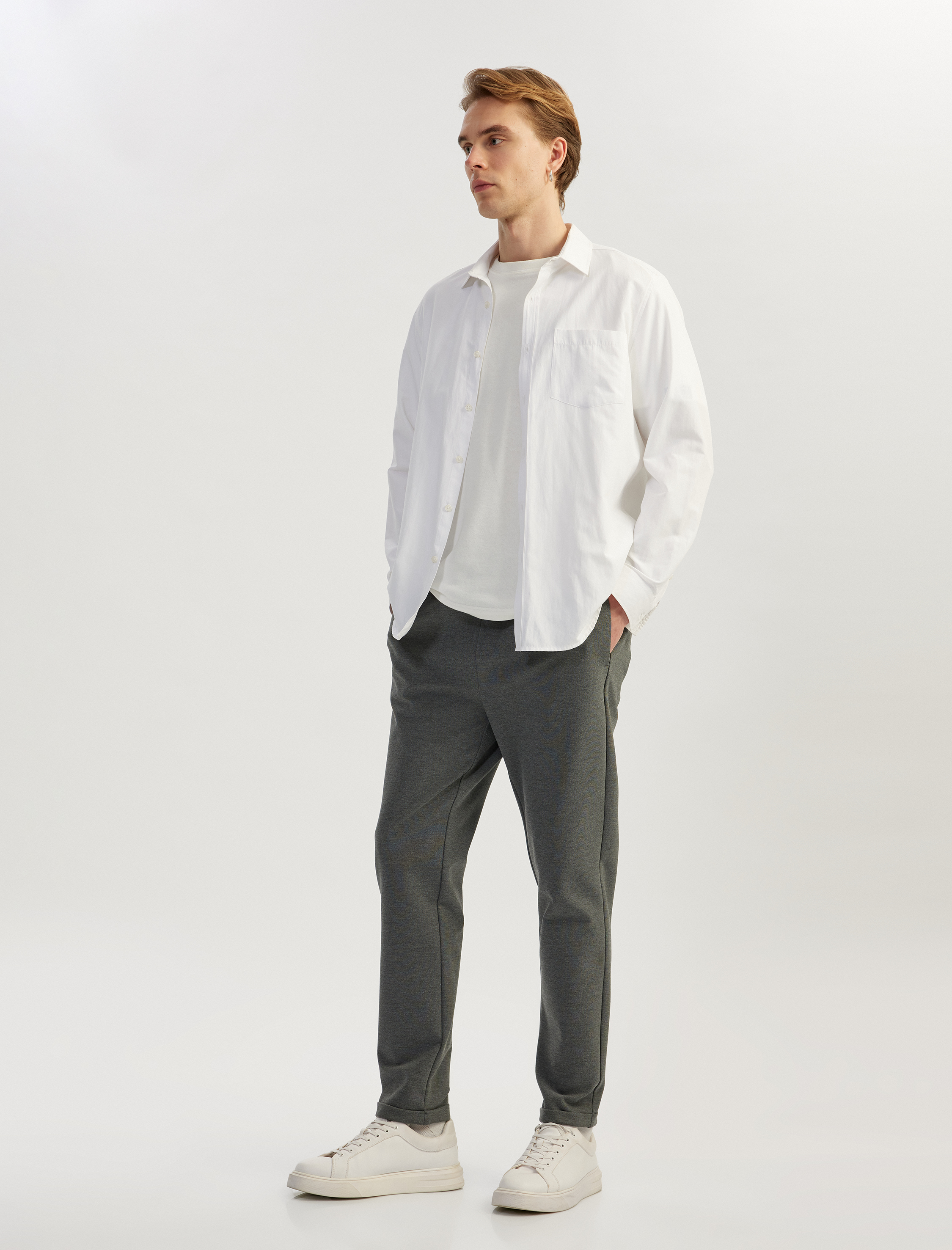   Viskon Karışımlı Katlamalı Paça Beli Bağcıklı Pantolon