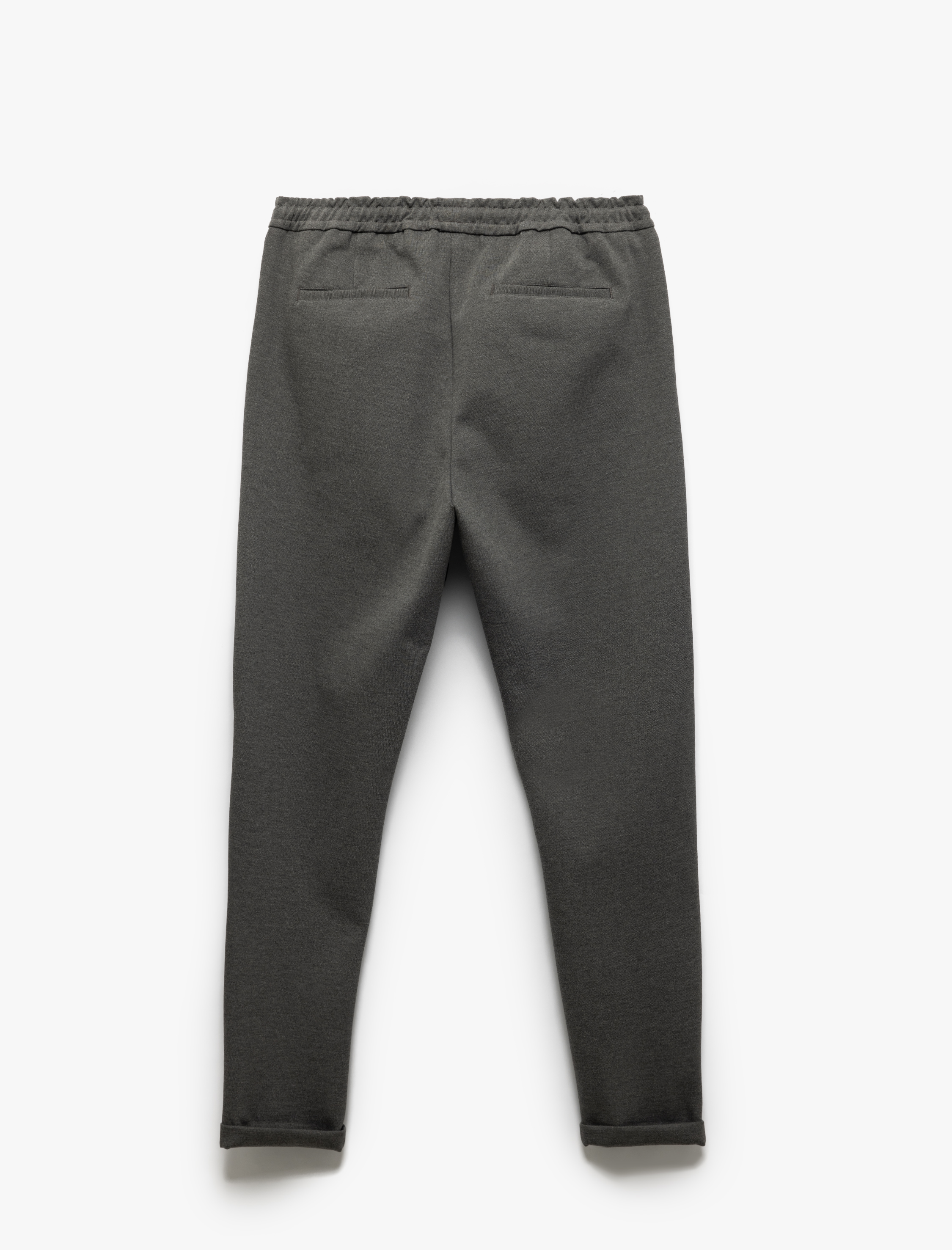   Viskon Karışımlı Katlamalı Paça Beli Bağcıklı Pantolon