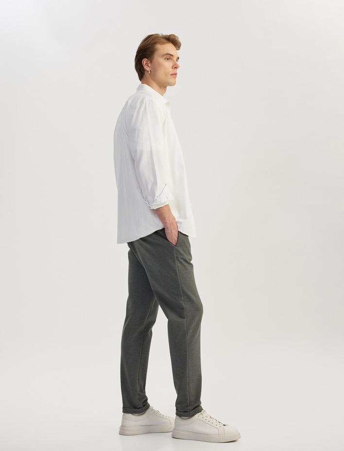  Viskon Karışımlı Katlamalı Paça Beli Bağcıklı Pantolon