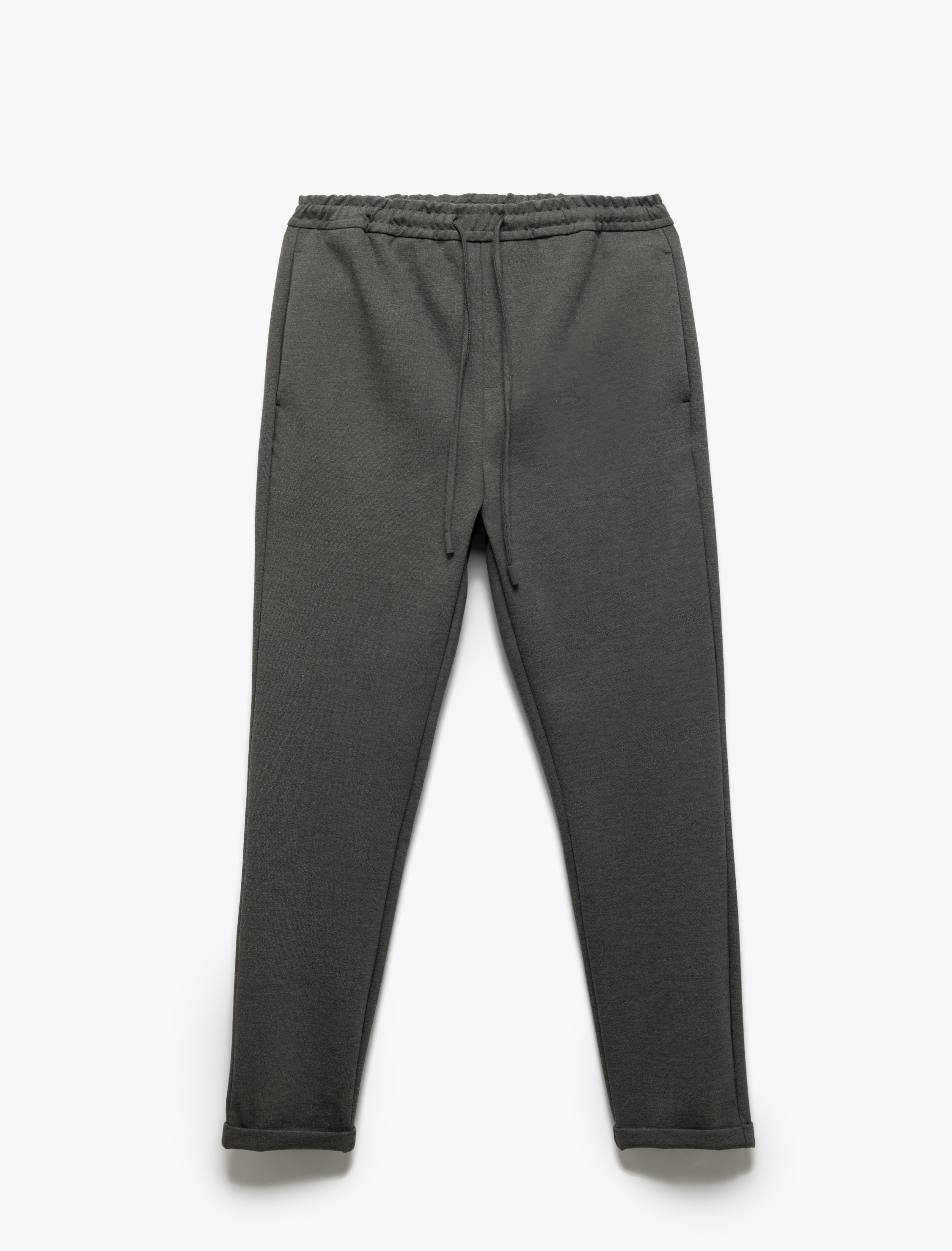   Viskon Karışımlı Katlamalı Paça Beli Bağcıklı Pantolon