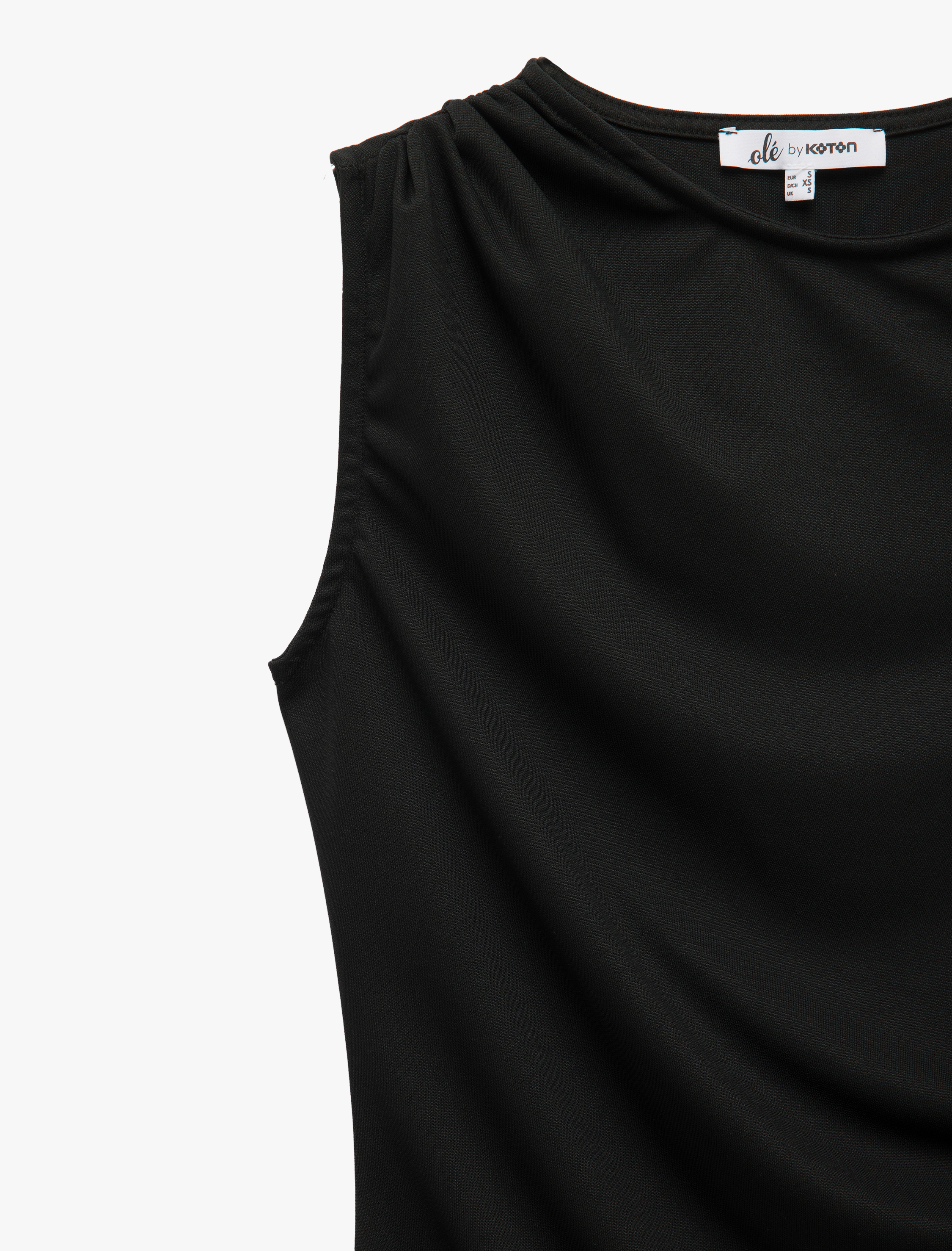   Bisiklet Yaka Kolsuz Drapeli Midi Elbise