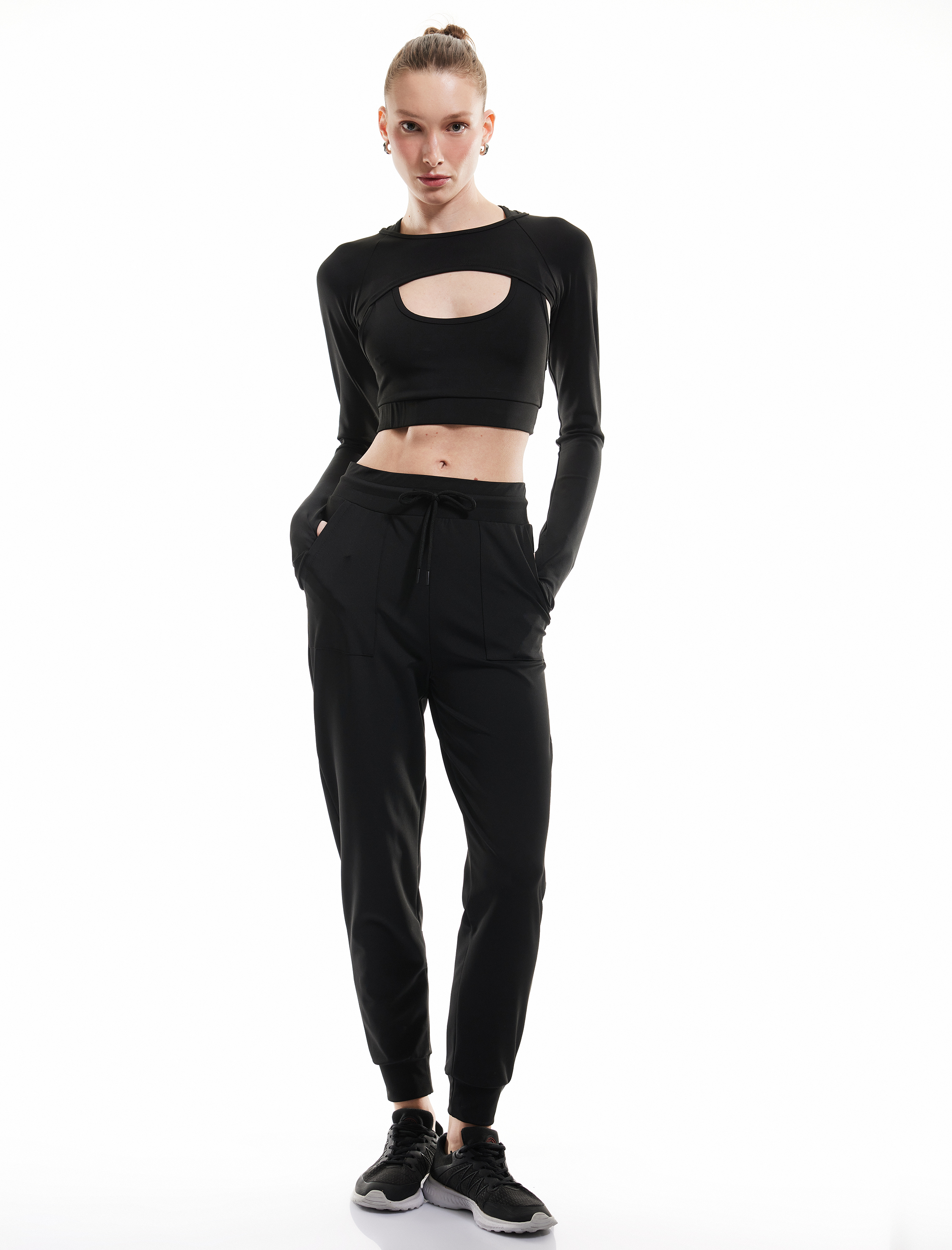   Yüksek Bel Rahat Kalıp Bağcıklı Cepli Jogger Eşofman Altı