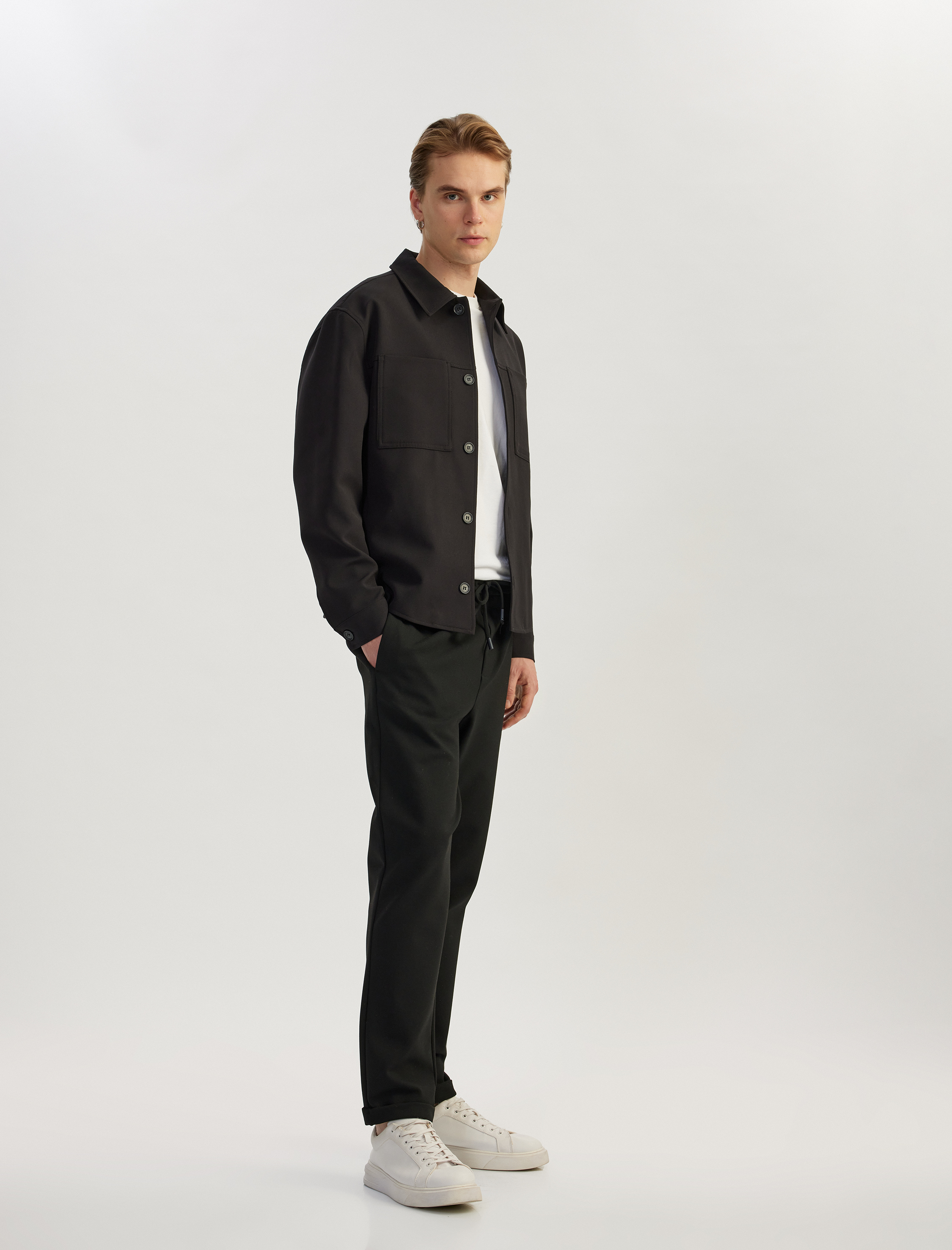   Viskon Karışımlı Katlamalı Paça Beli Bağcıklı Pantolon