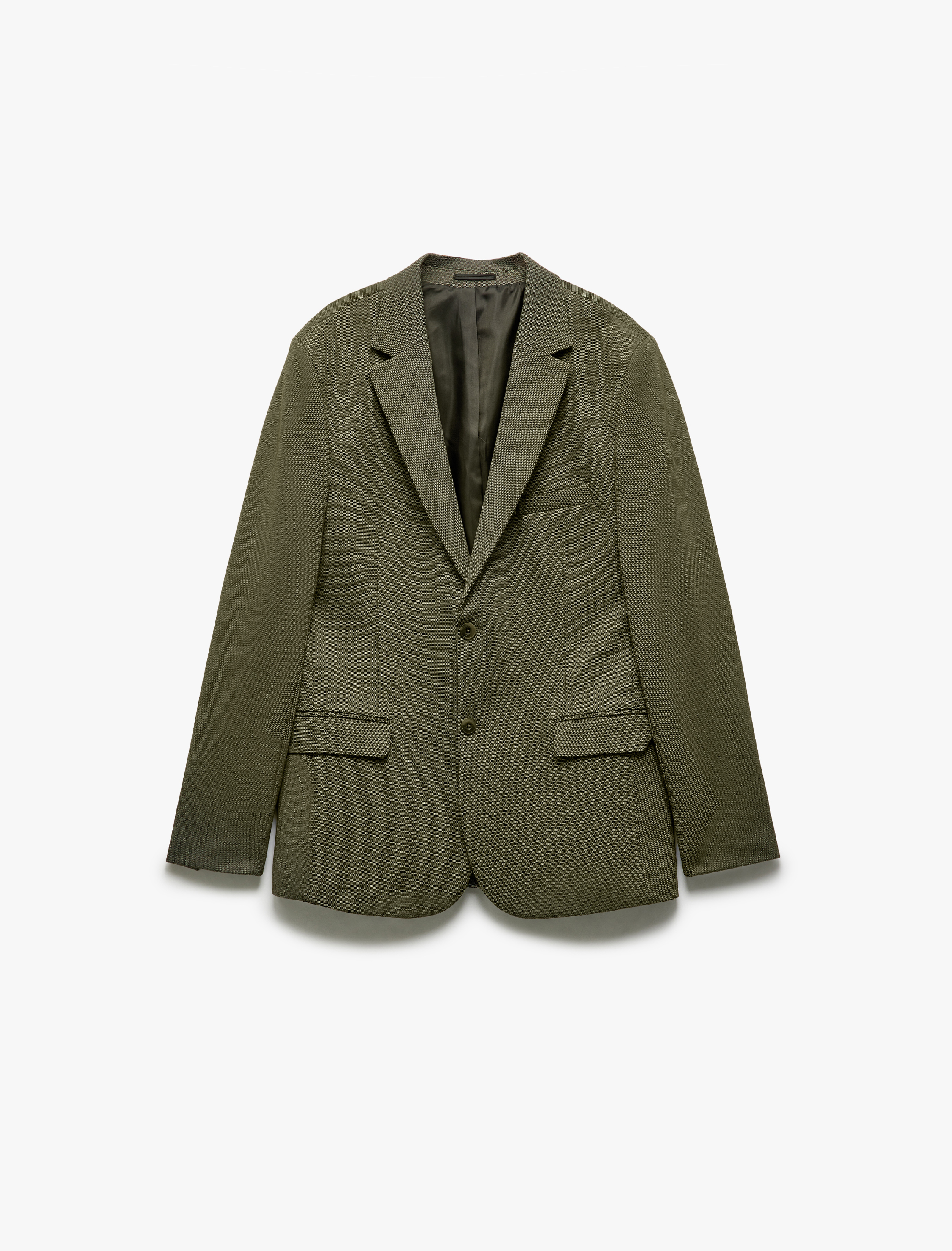   Düğmeli Cepli Viskon Karışımlı Pike Kumaş Mono Yaka Slim Fit Blazer Ceket