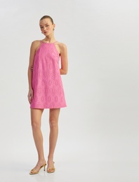 Pamuklu A Kesim Mini Halter Yaka İnce Askılı Fisto Elbise