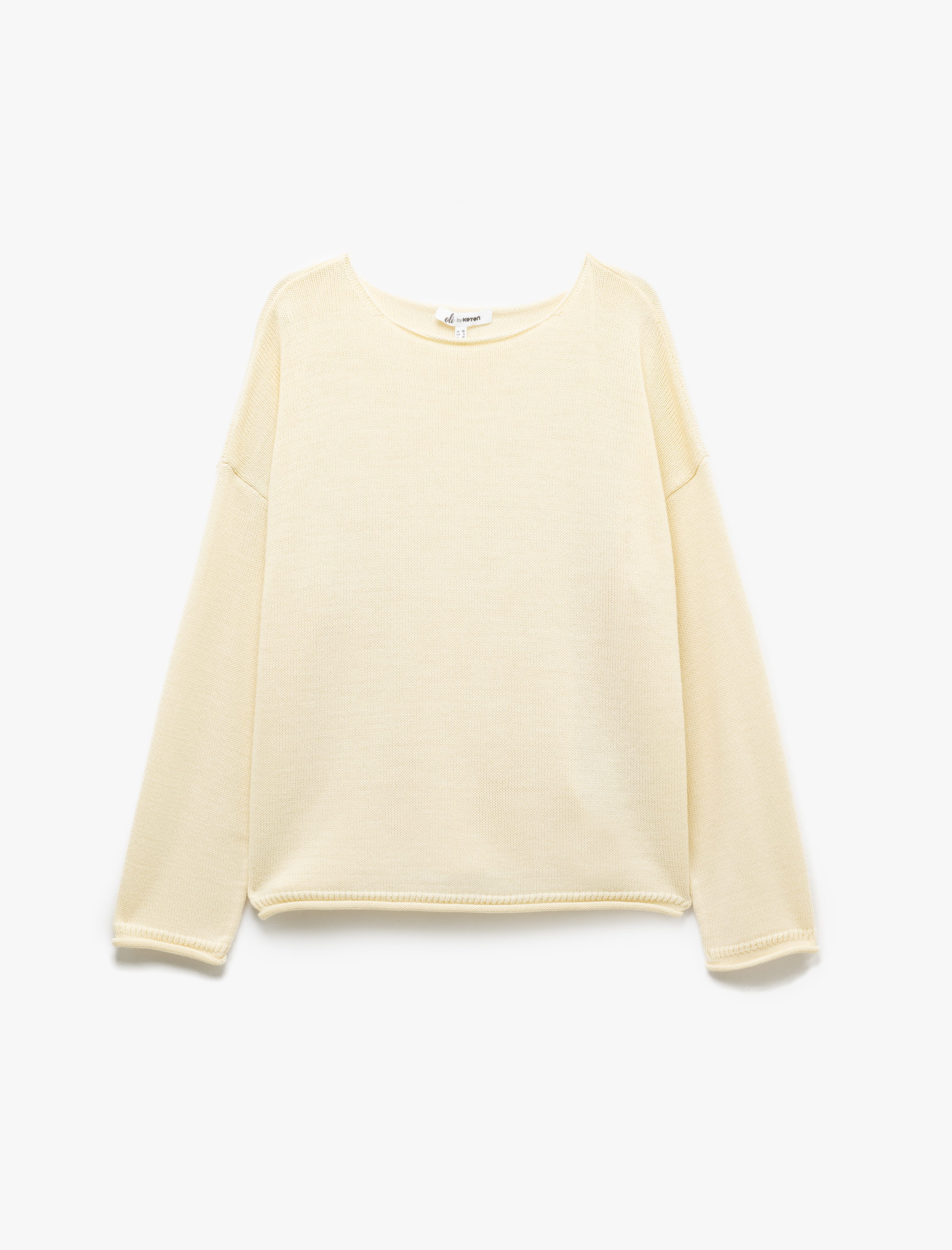   Uzun Kollu Triko Kayık Yaka Kazak