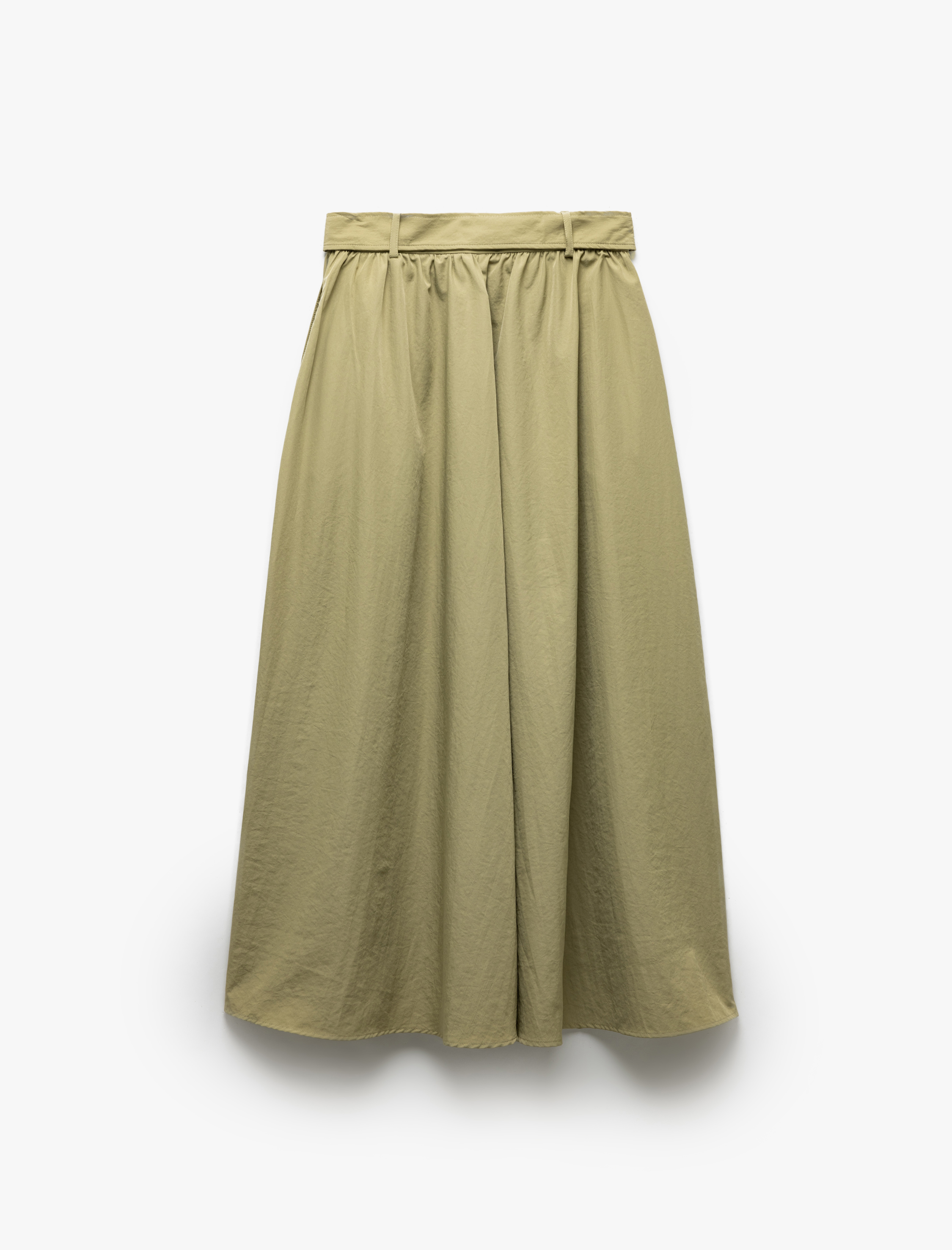   Bol Kalıp Paraşüt Kumaş Kemerli Cepli Uzun Kloş Etek