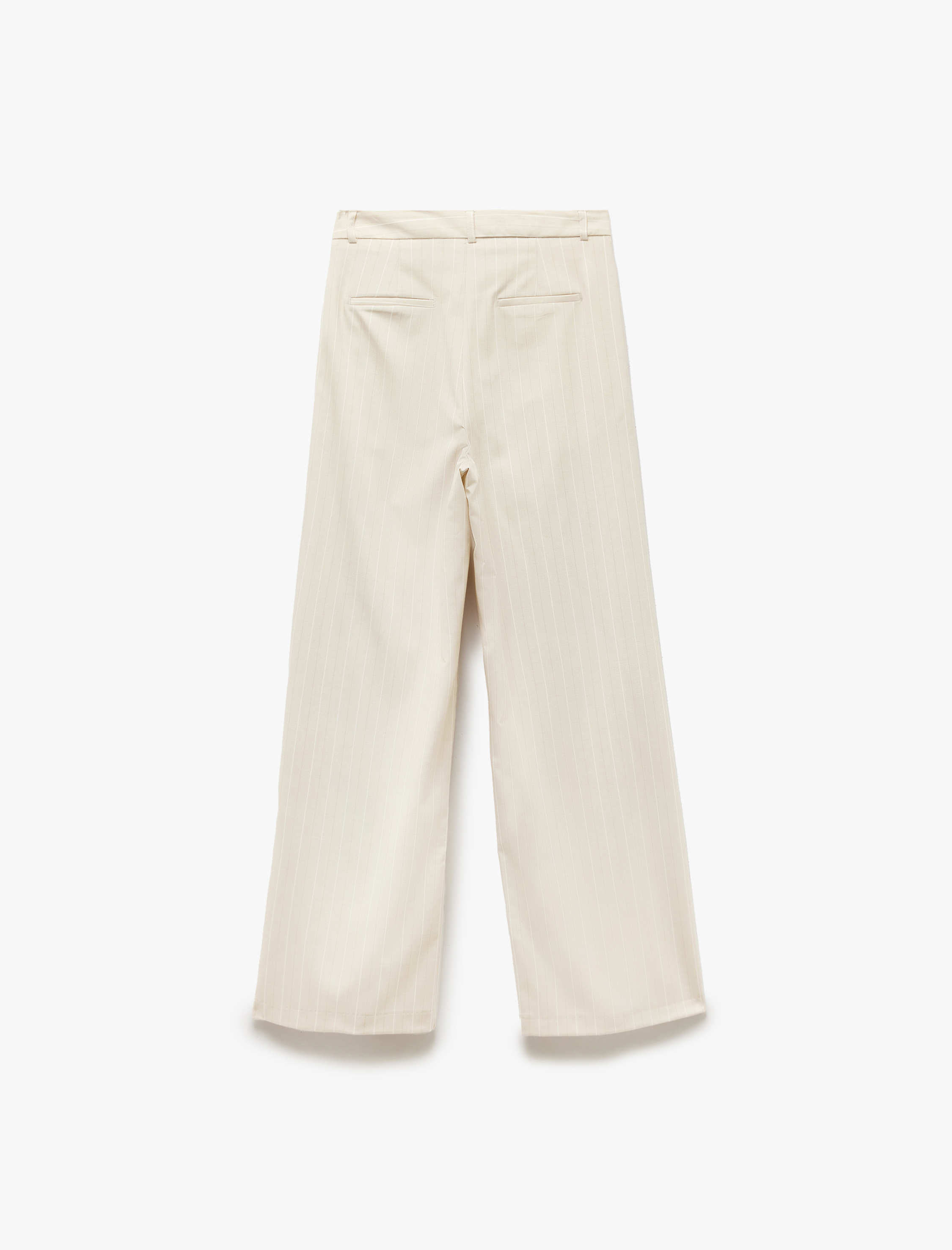   Cepli Pile Detaylı Geniş Paça Kumaş Pantolon