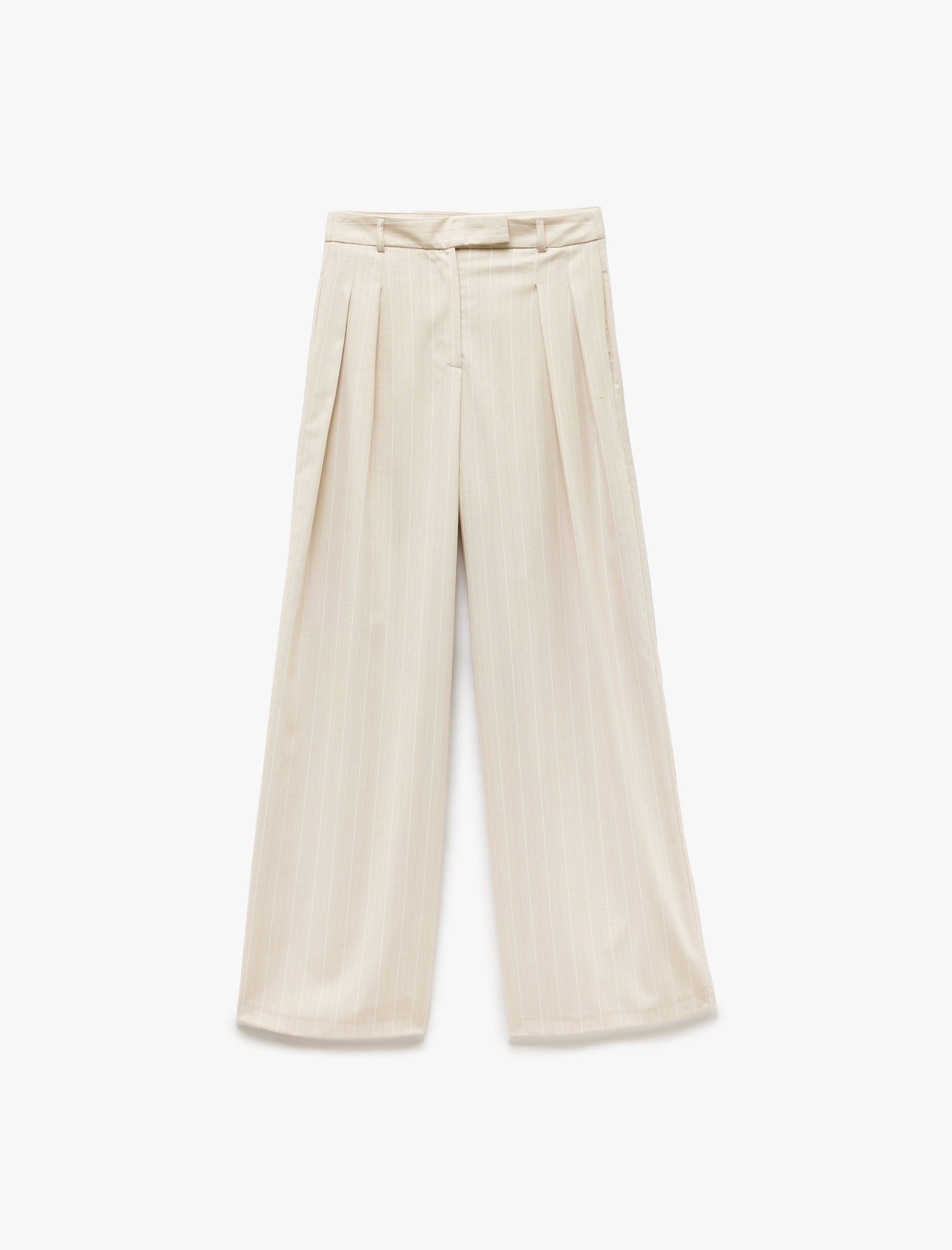   Cepli Pile Detaylı Geniş Paça Kumaş Pantolon