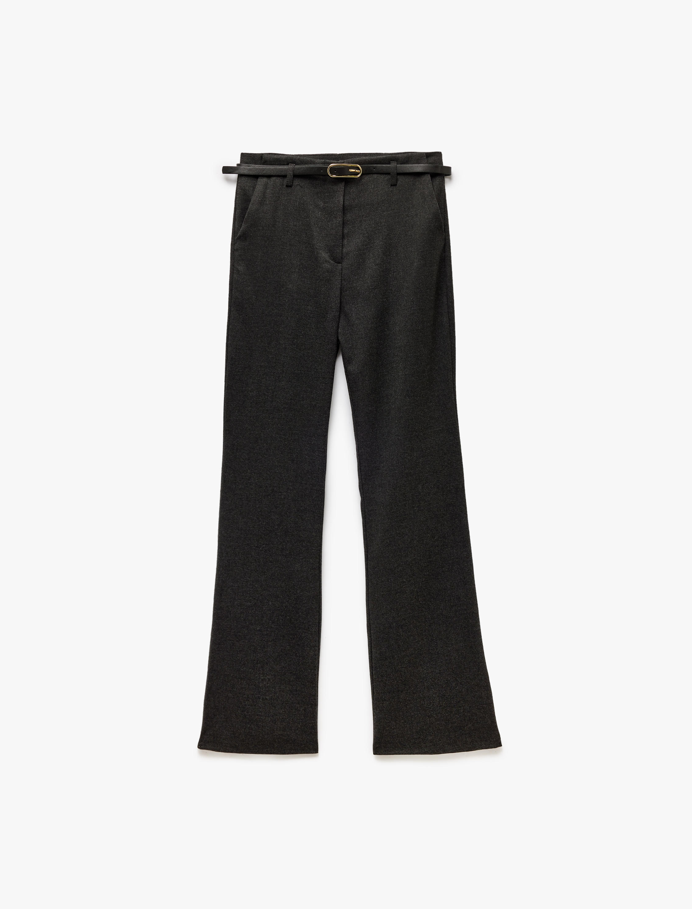   Slim Fit Cepli Kemer Detaylı İspanyol Paça Kumaş Pantolon