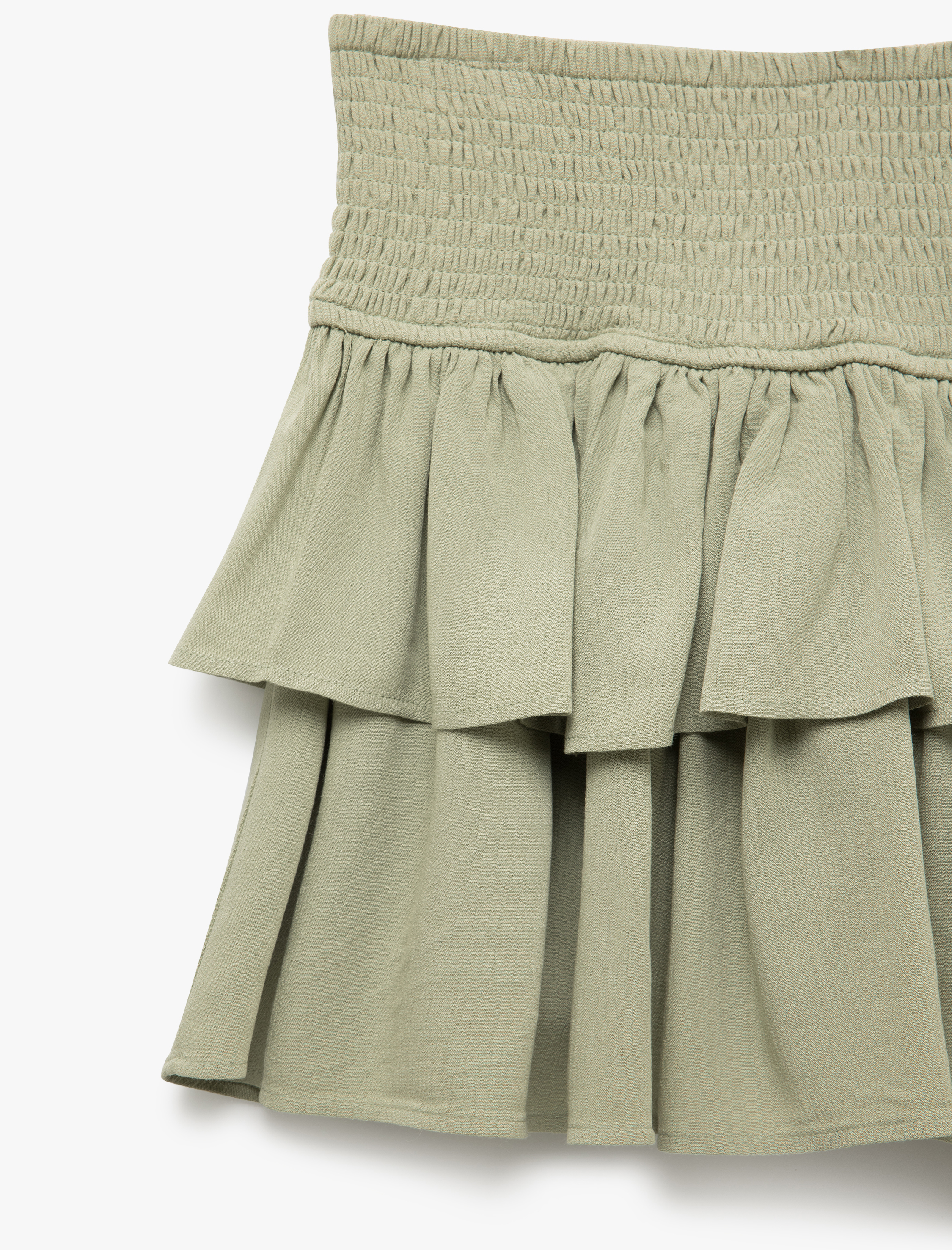   Katlı Volanlı Gipeli Viskon Mini Etek