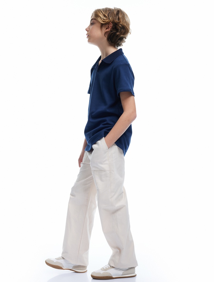 Erkek Çocuk Beli Bağcıklı Cep Detaylı Pamuklu Pantolon