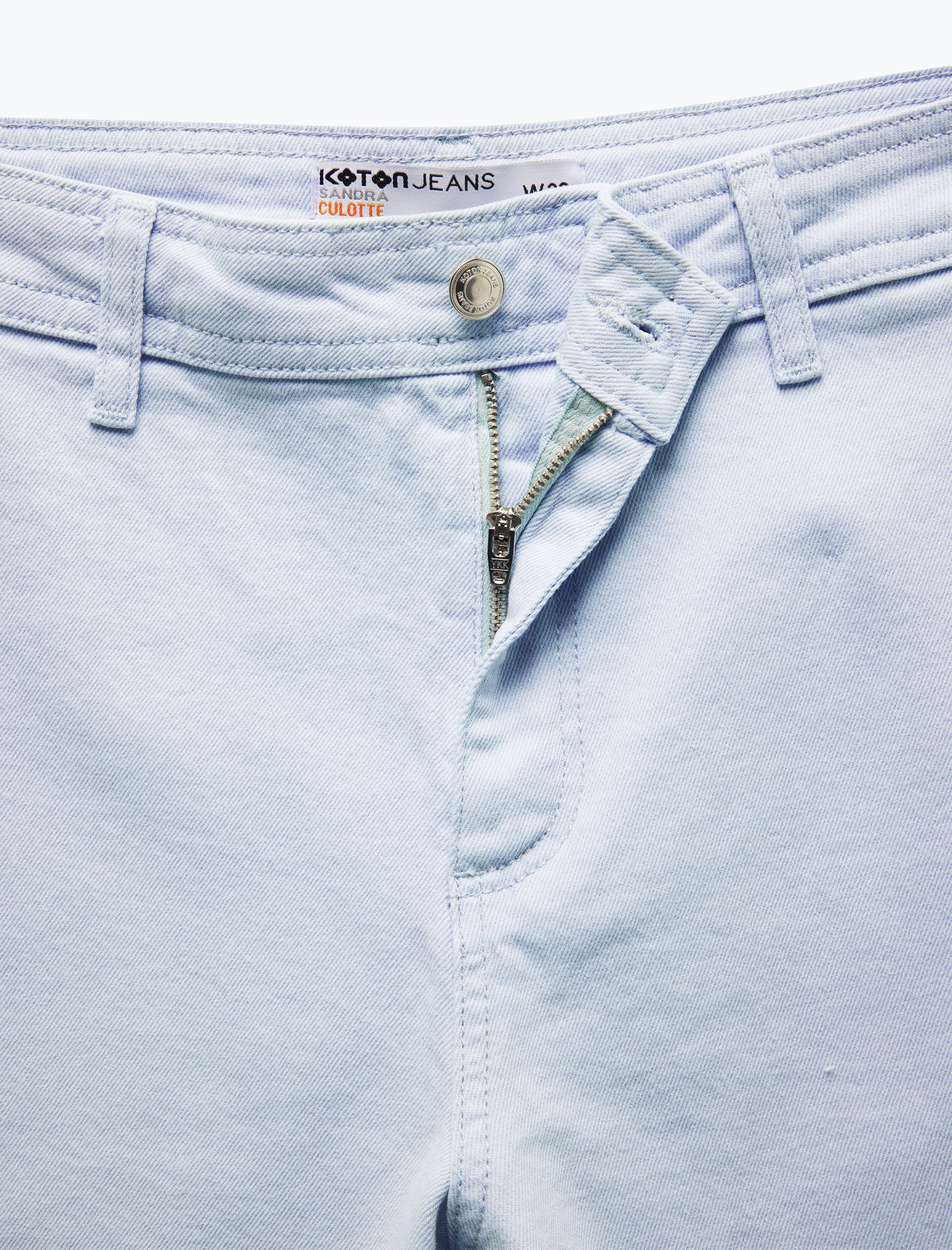   Pamuklu Geniş Kalıp Cepli Düğmeli Crop Geniş Paça Denim Pantolon - Culotte Jean