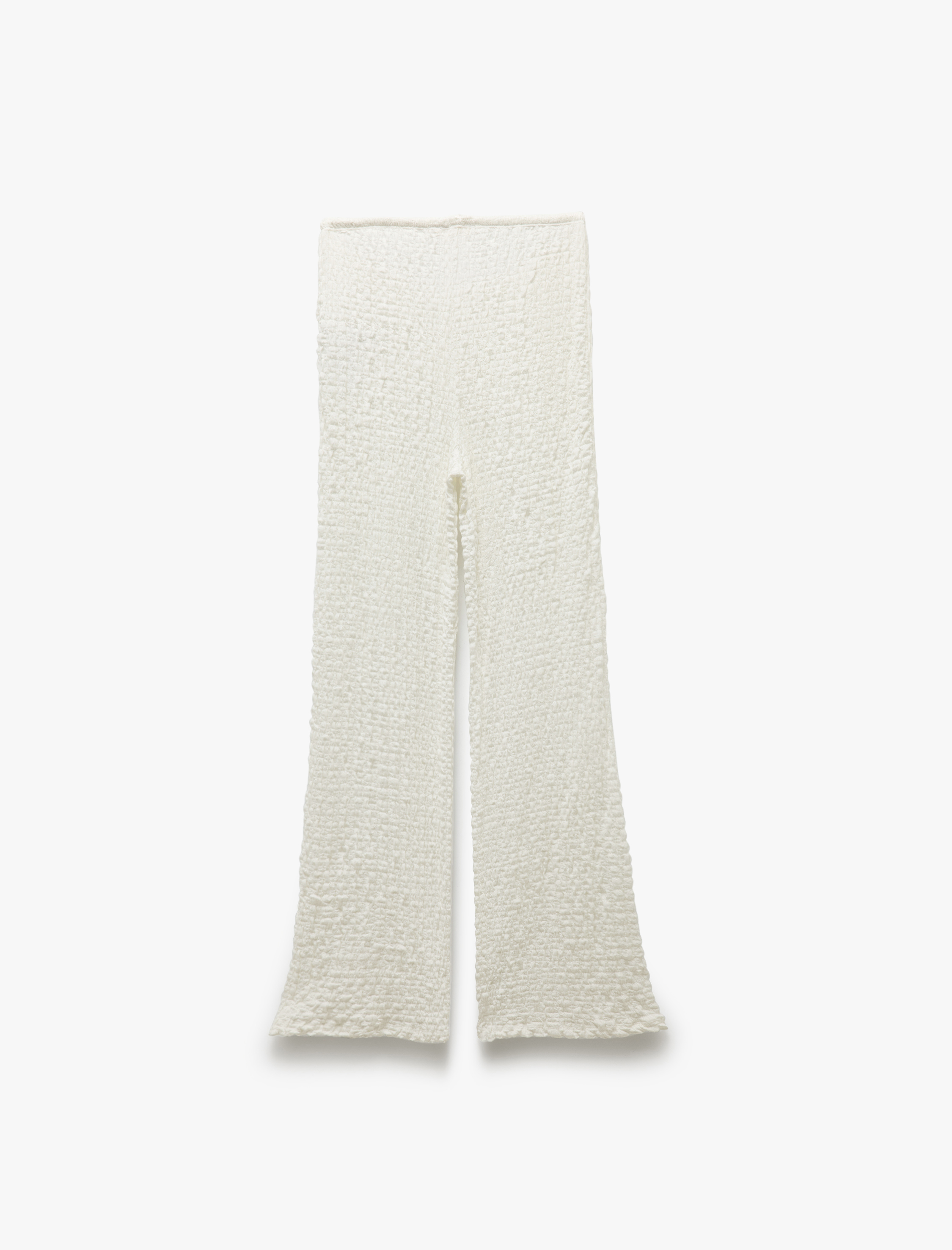   Beli Bağlamalı Dokulu Bol Düz Paça Pantolon