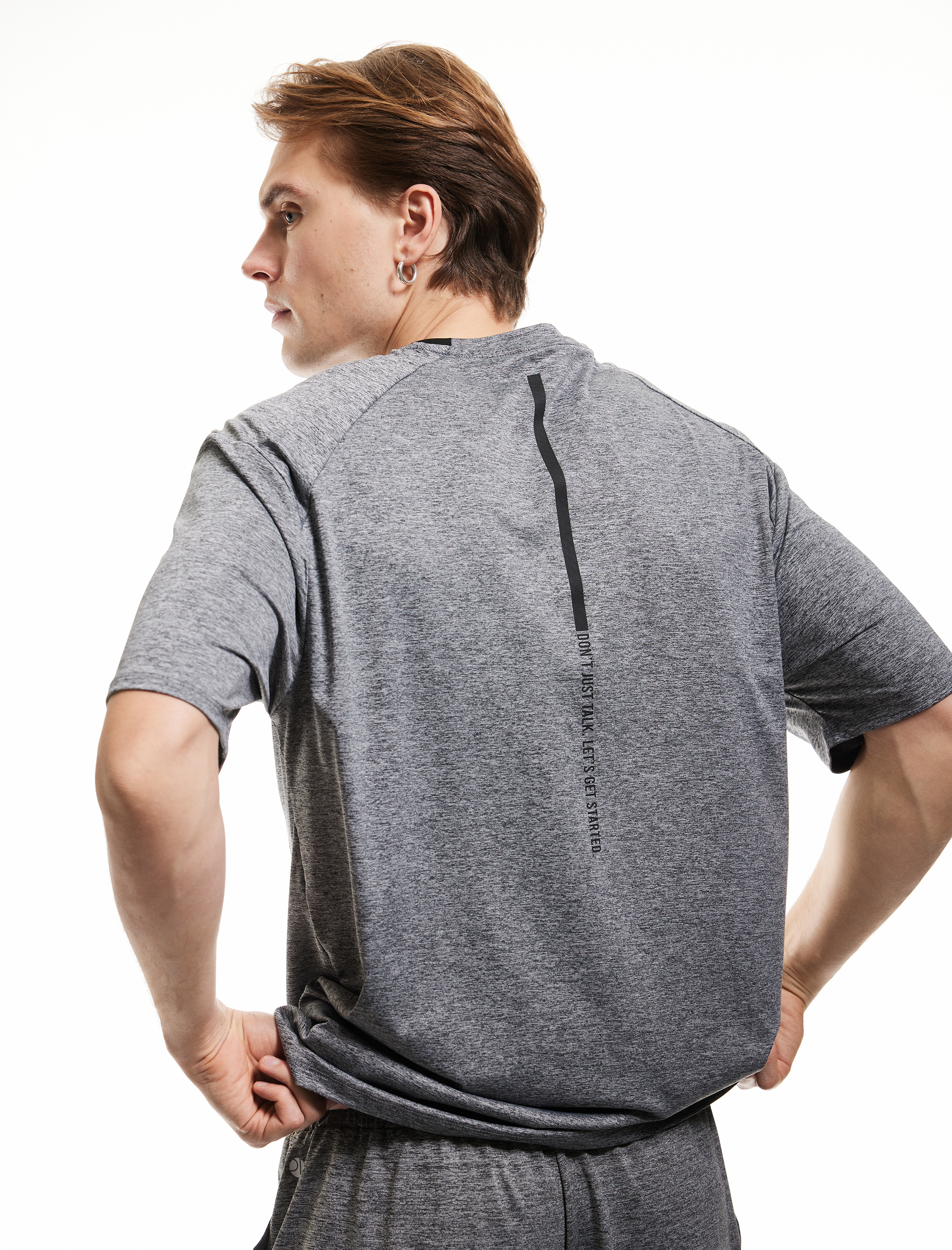   Kısa Kollu Arkası Baskılı Bisiklet Yaka Spor Tişört