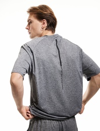 Kısa Kollu Arkası Baskılı Bisiklet Yaka Spor Tişört