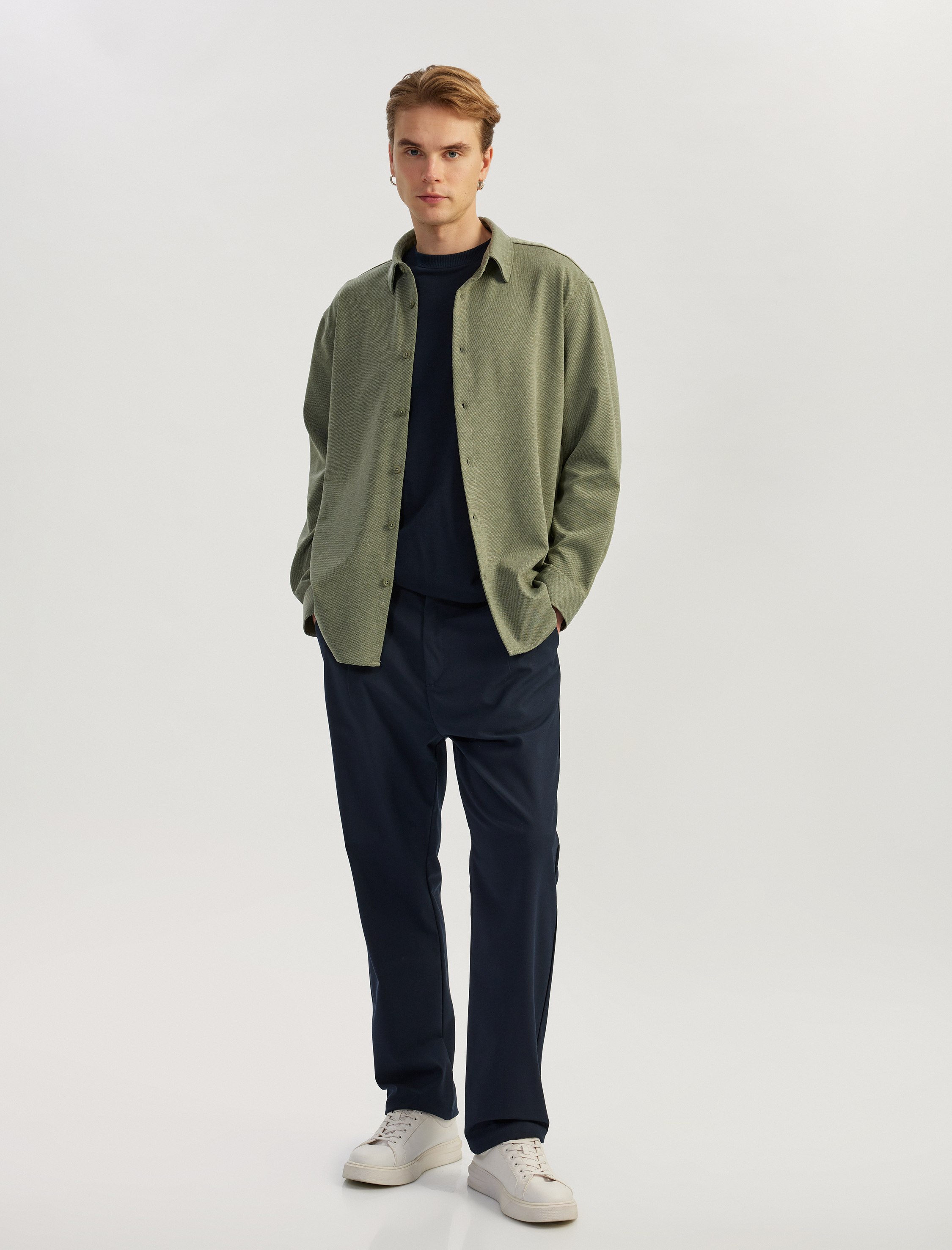   Pamuklu Düğmeli Regular Fit Pike Kumaş Uzun Kollu Gömlek