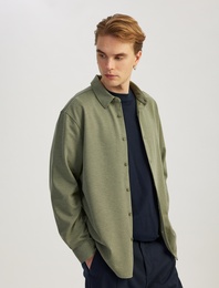 Pamuklu Düğmeli Regular Fit Pike Kumaş Uzun Kollu Gömlek