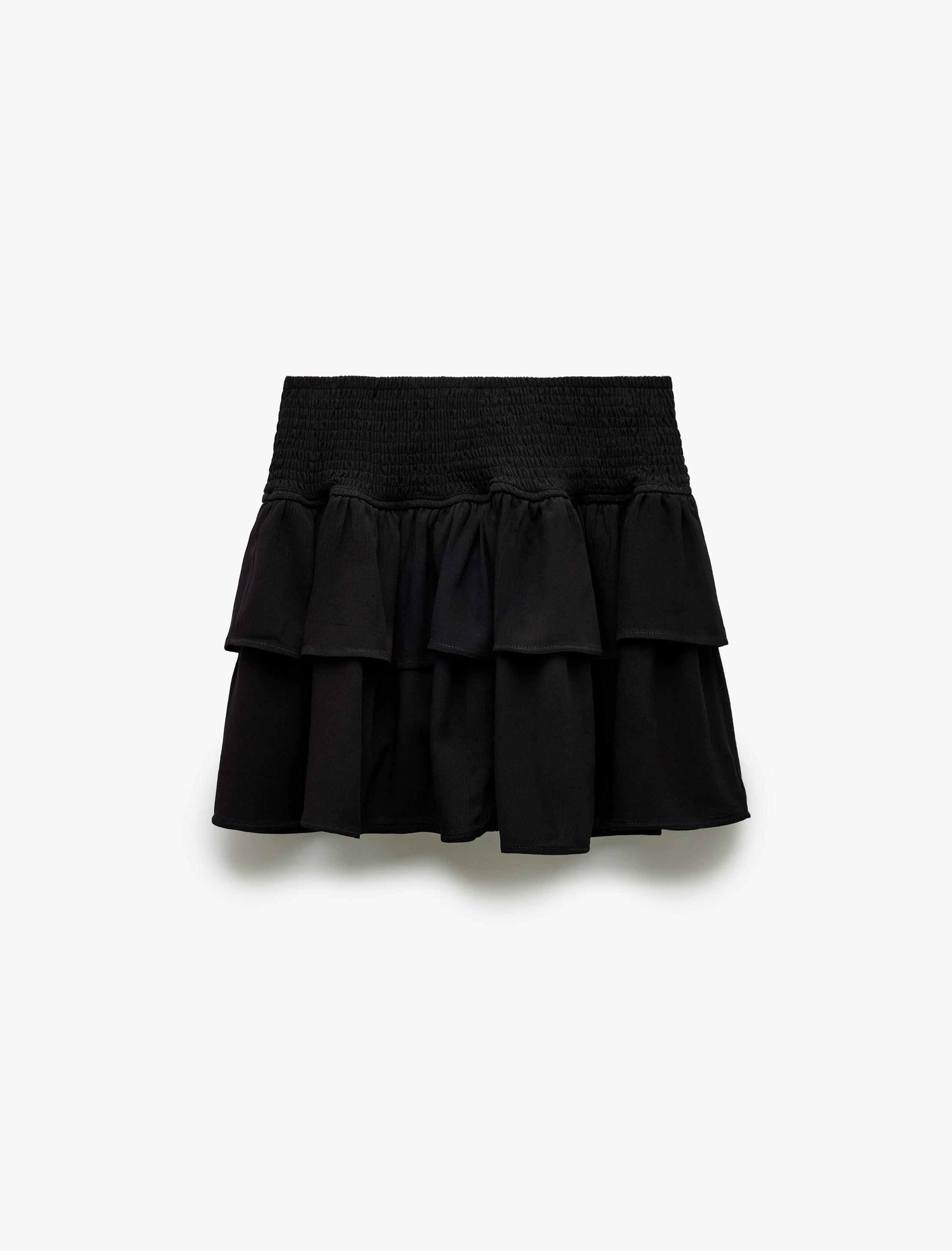   Katlı Volanlı Gipeli Viskon Mini Etek