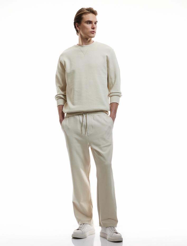  Cep Detaylı Pamuk Karışımlı Biyeli Beli Bağcıklı Eşofman Altı