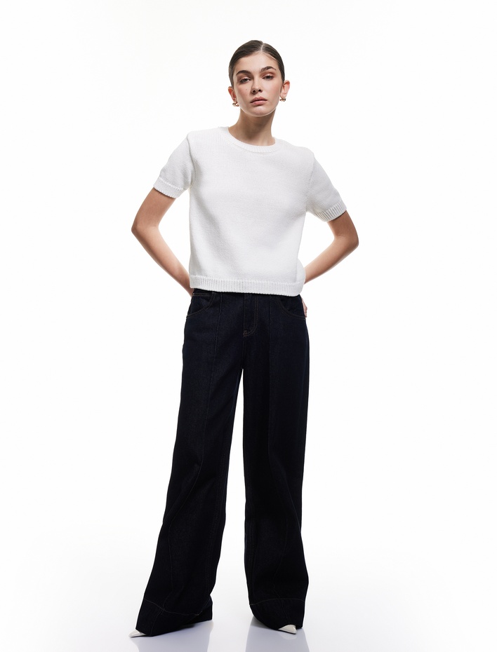  Bisiklet Yaka Kısa Kollu Triko Kazak