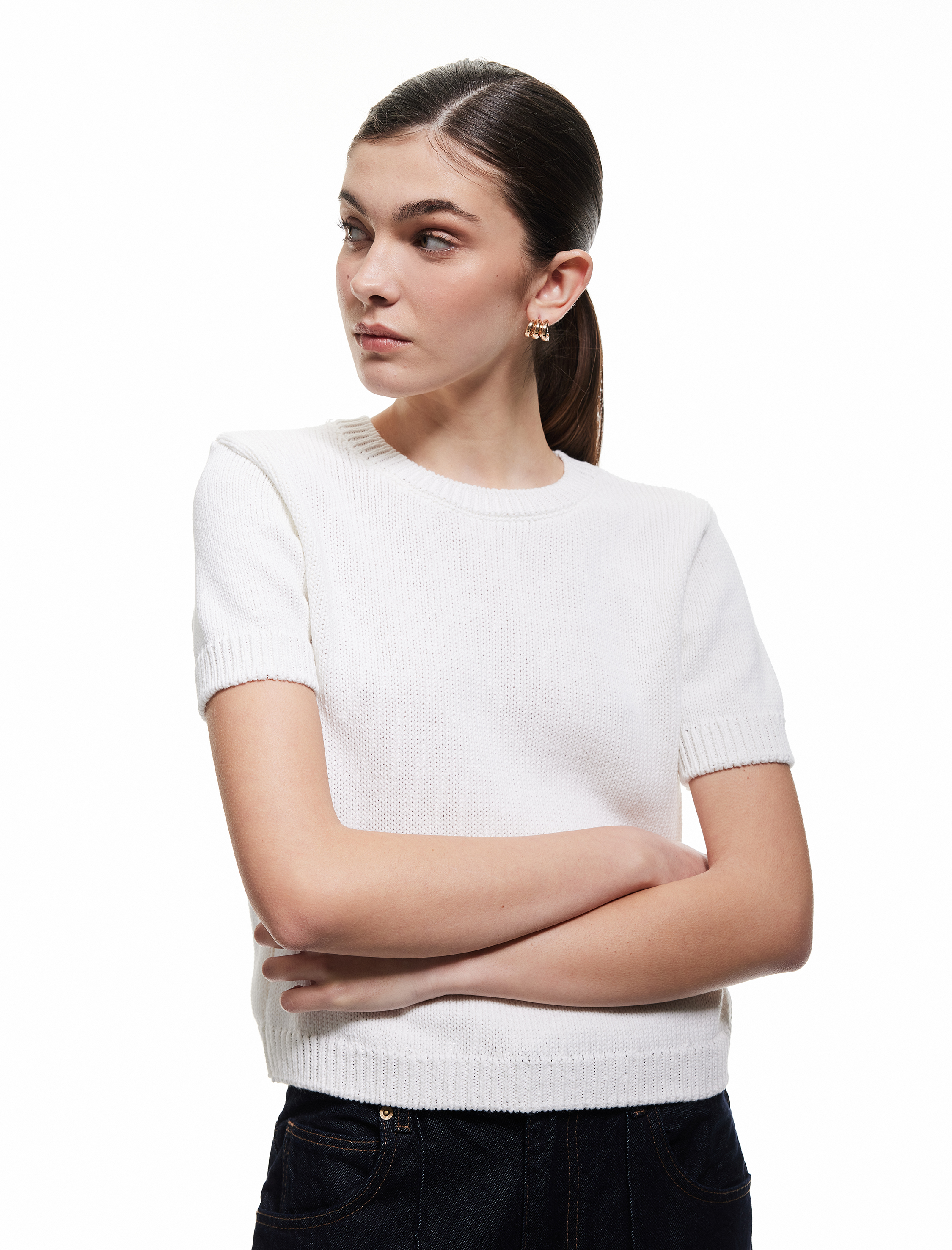   Bisiklet Yaka Kısa Kollu Triko Kazak