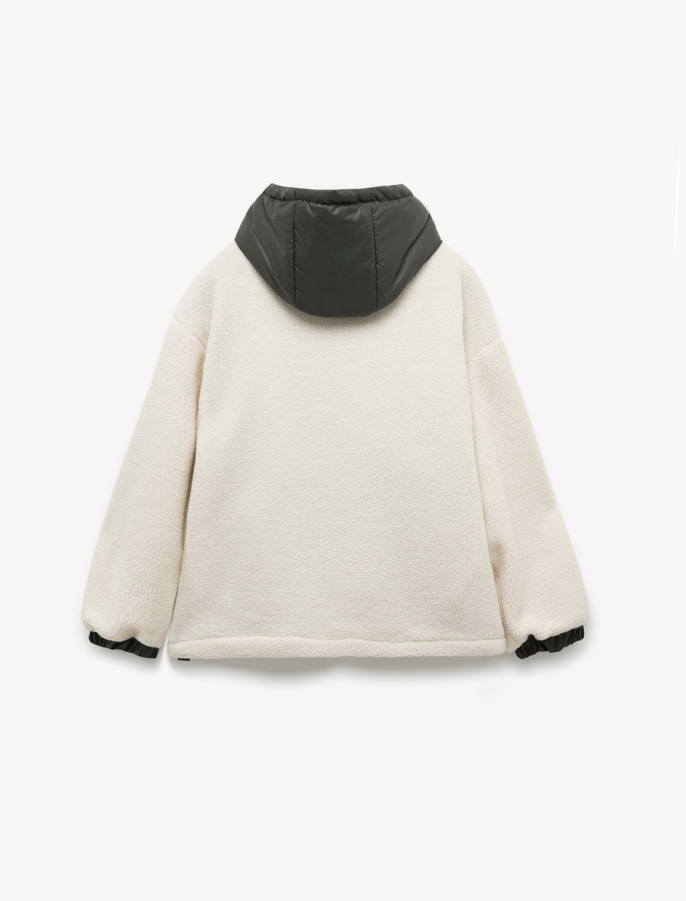   Kapüşonlu Cepli Fermuarlı Oversize Astarlı Peluş Ceket