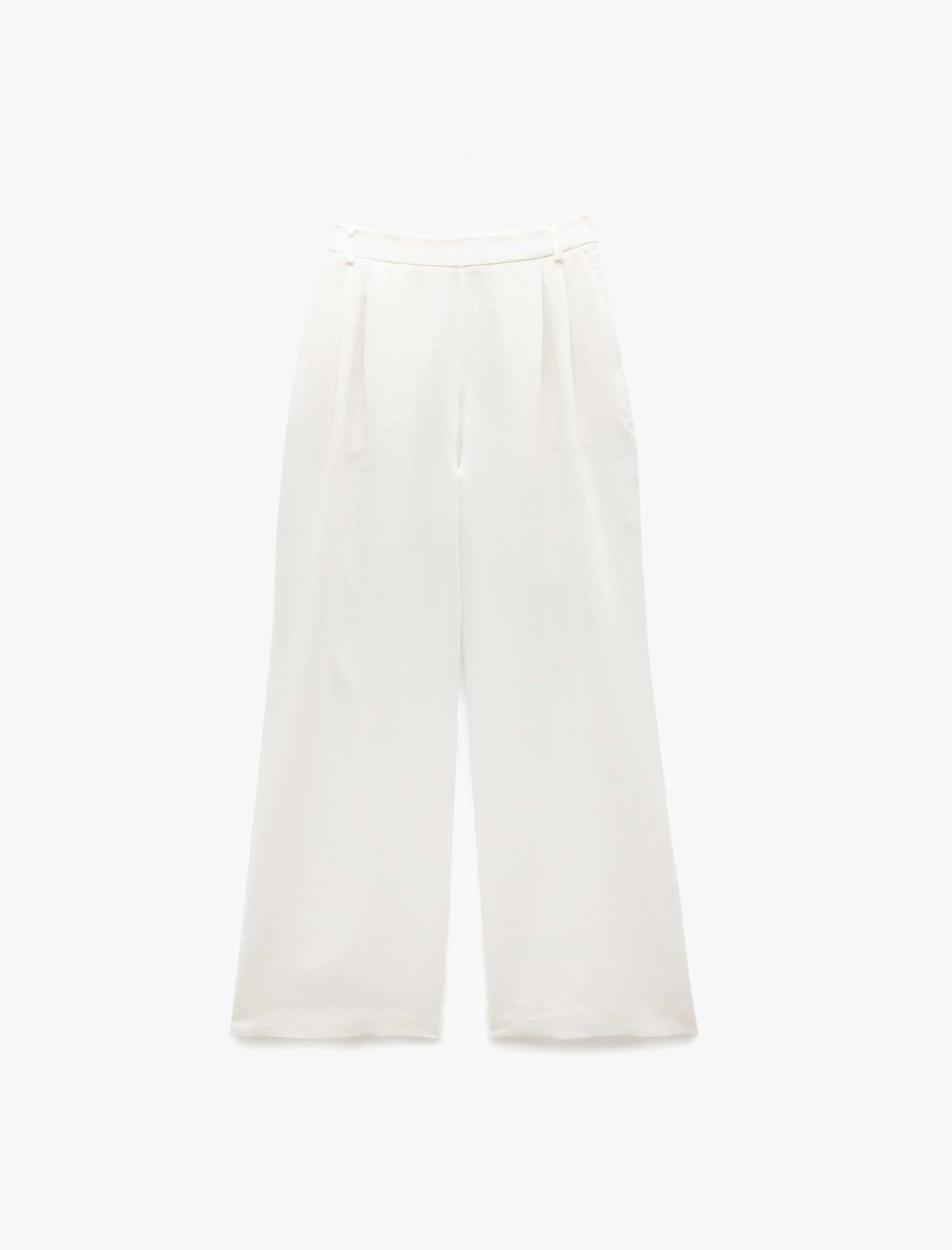   Beli Lastikli Cepli Pile Detaylı Yüksek Bel Palazzo Pantolon