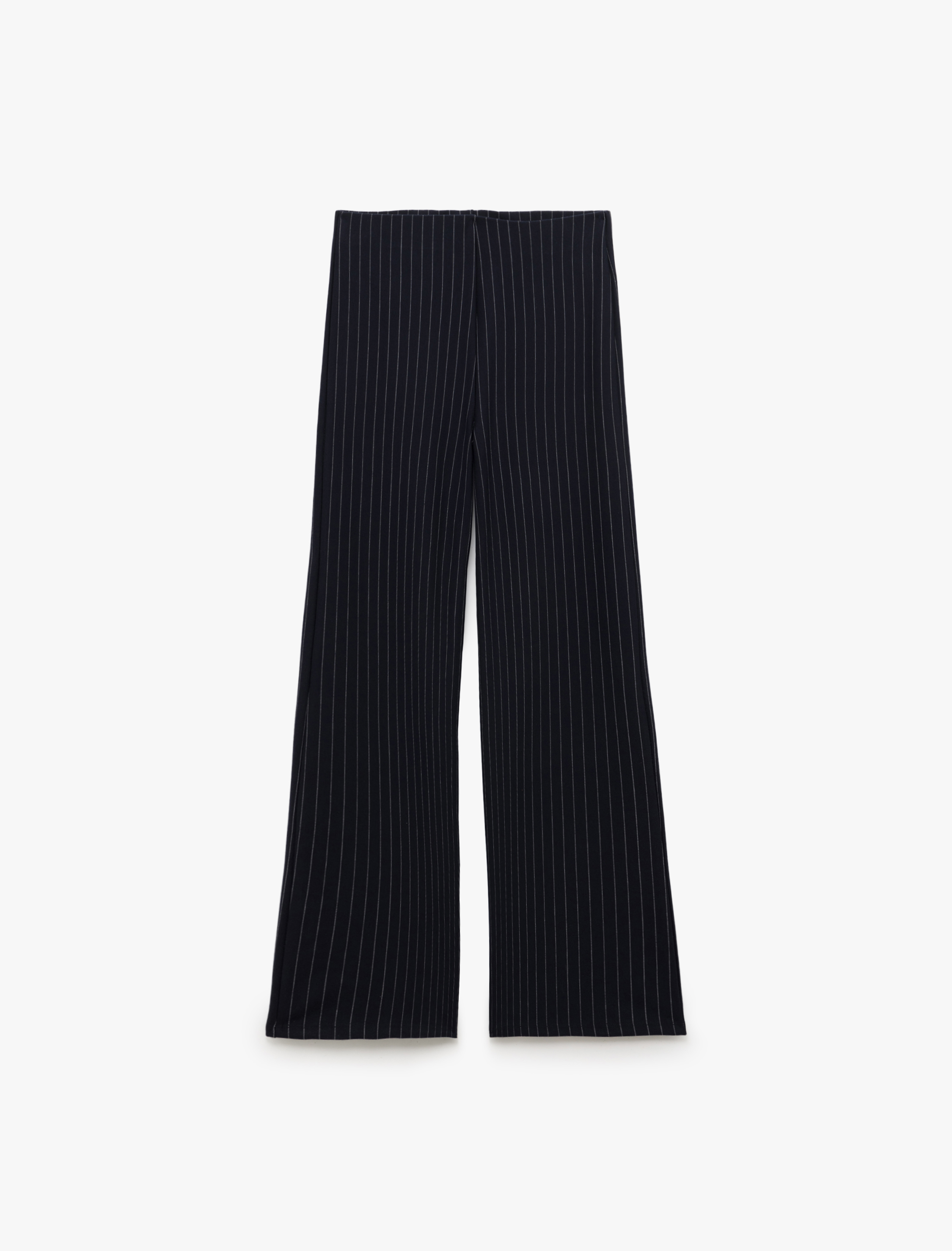   Çizgili Geniş Paça Yüksek Bel Kumaş Pantolon