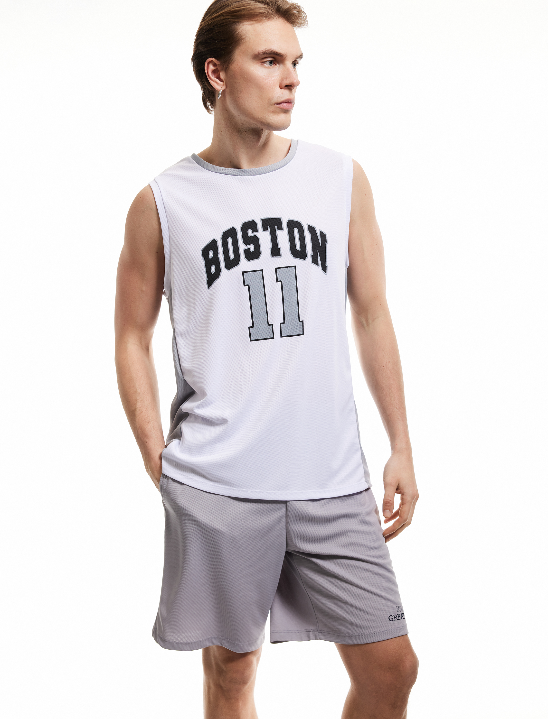   Baskılı Bisiklet Yaka Kolsuz Spor Basketbol Tişörtü