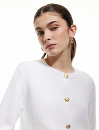 Cepli Uzun Kollu Düğmeli Bisiklet Yaka Triko Hırka