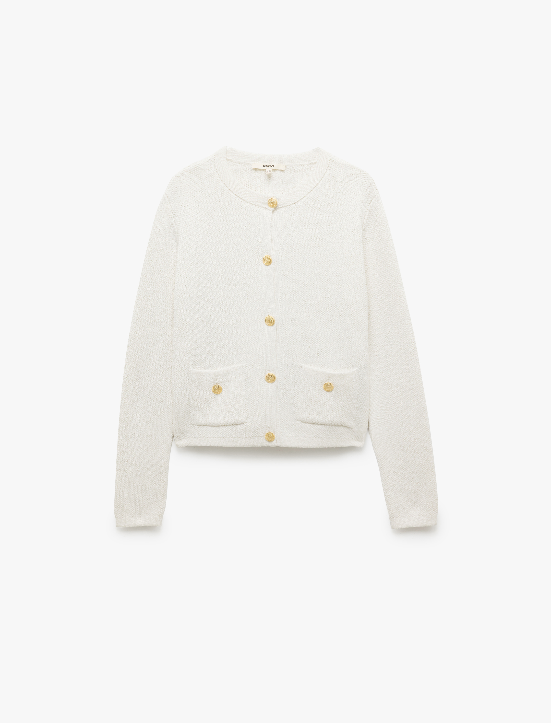   Cepli Uzun Kollu Düğmeli Bisiklet Yaka Triko Hırka